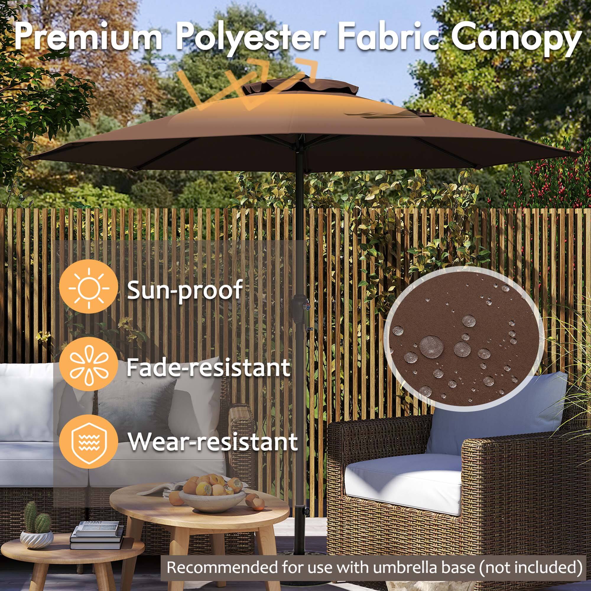 Premium Polyester Fabric Canopy
Sun-proof
Fade-resistant
Wear-resistant
Recommended for use with umbrella base (not included)