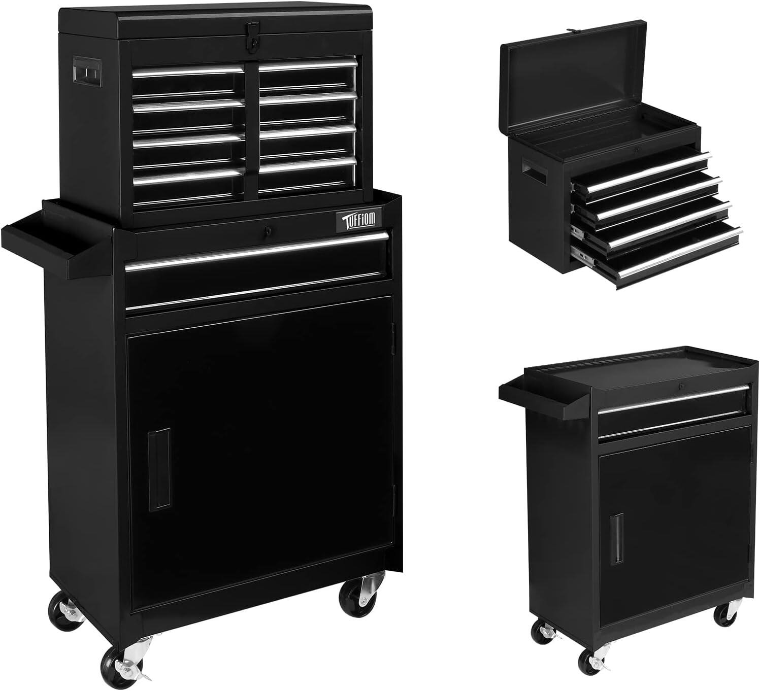 Front. Winado - 5-Drawer Rolling Tool Chest Storage Cabinet with Drawers, Wheels for Garage - Black.