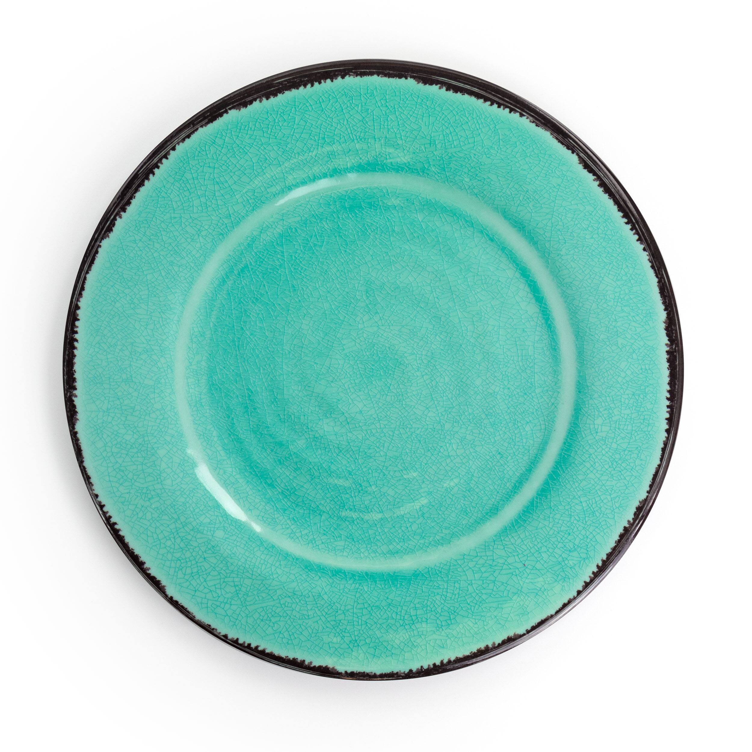 Alt View 6. Elama - Elama Azul Banquet 12 Piece Lightweight Melamine Dinnerware Set in Turquoise - Blue.