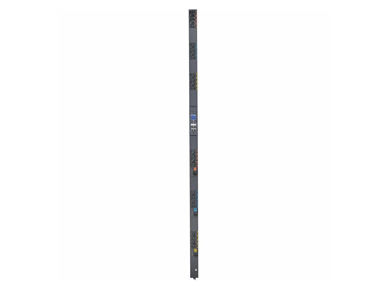 Alt View 1. Eaton - Eaton G4 24-Outlet Managed PDU, NEMA L6-30P, 12x C13/12x C39, 230V, RJ-45, 10ft Cord, 0U Vertical Rack, EVMAL630A - Black.