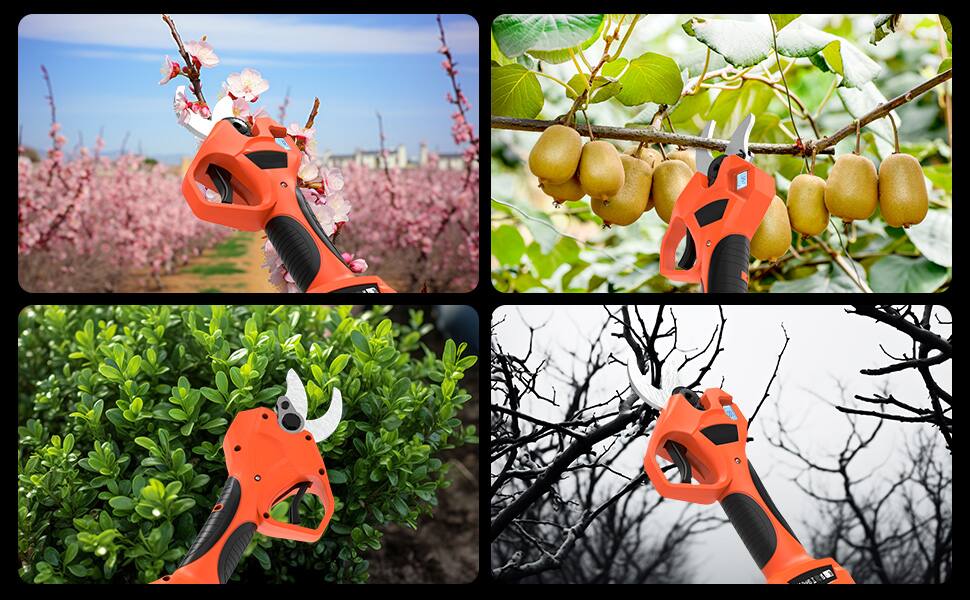 Alt View 7. Bravolu - Electric Pruning Shears, 21V Professional, 2 x 2Ah Batteries, Cordless Pruning Shears Equipped With a Brushless Motor - Orange.