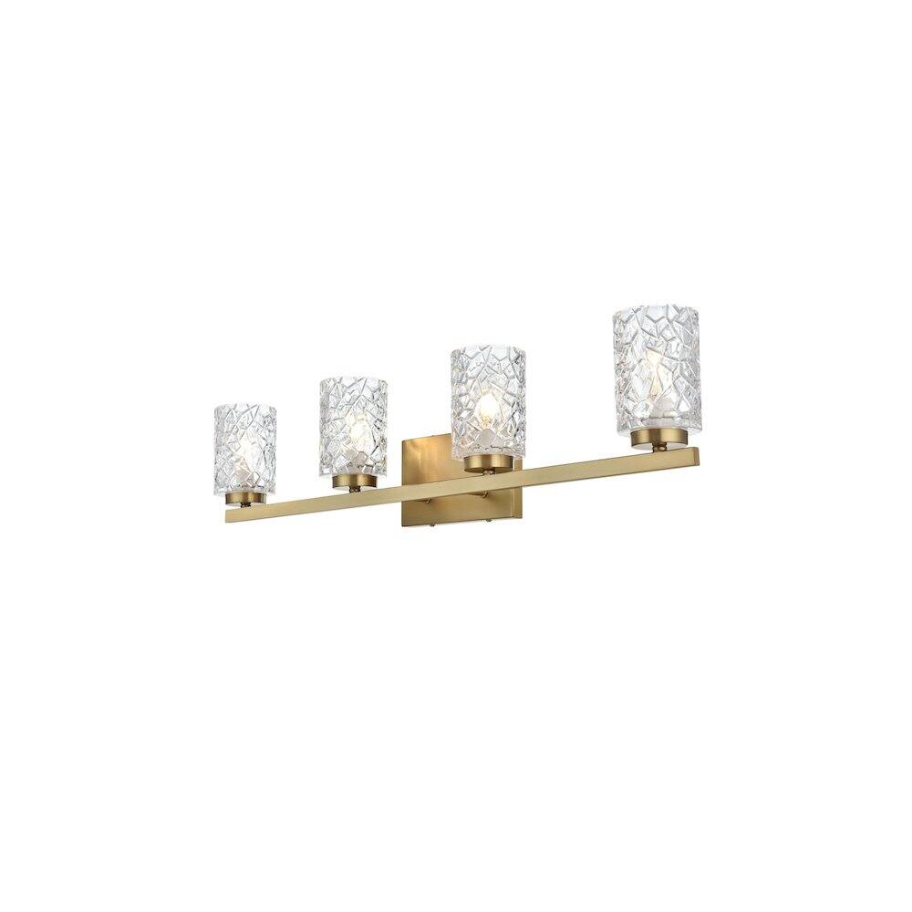 Left. Living District - Cassie 31 inch Wall Sconce in Satin Gold - Satin Gold And Clear.