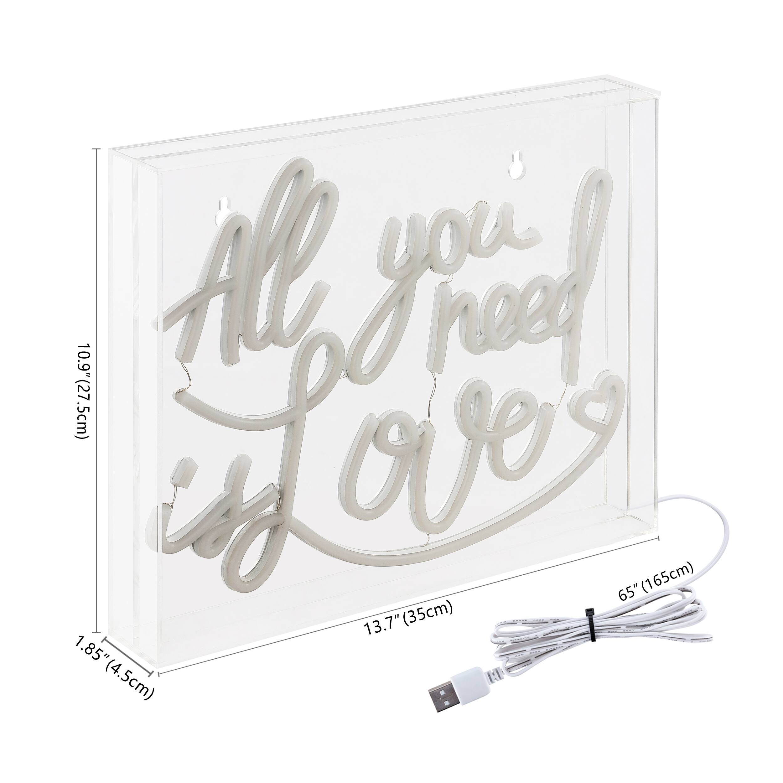 All you need is Love

10.9" (27.5cm) x 13.7" (35cm) x 1.85" (4.5cm)

65" (165cm)