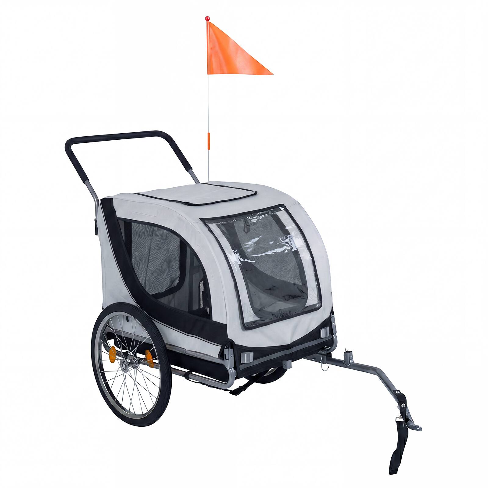 Alt View 9. Gymax - Gymax Dog Bike Trailer w/Universal Bicycle Coupler Caster Front Wheel Reflectors White.