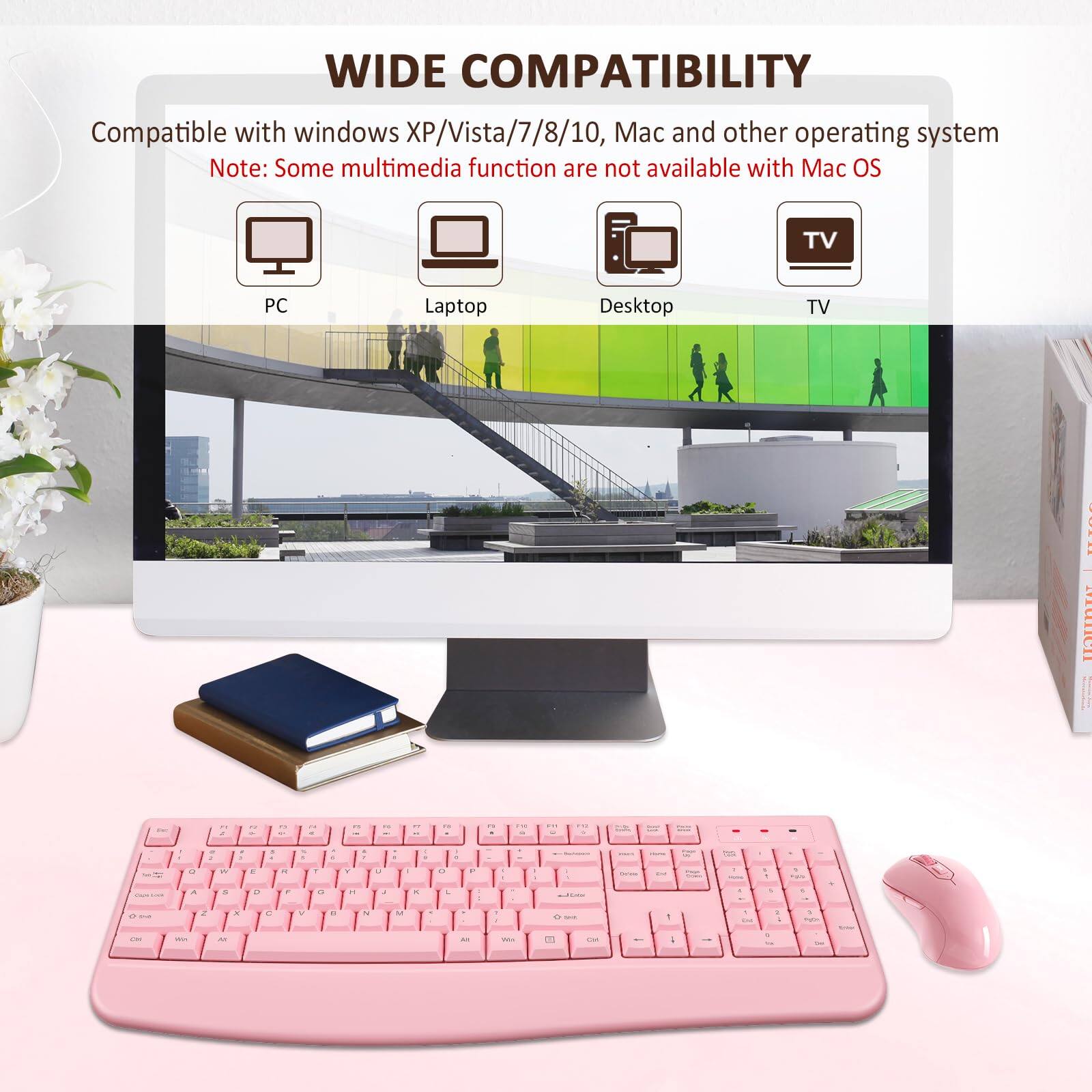 WIDE COMPATIBILITY

Compatible with windows XP/Vista/7/8/10, Mac and other operating system

Note: Some multimedia functions are not available with Mac OS

PC Laptop Desktop TV