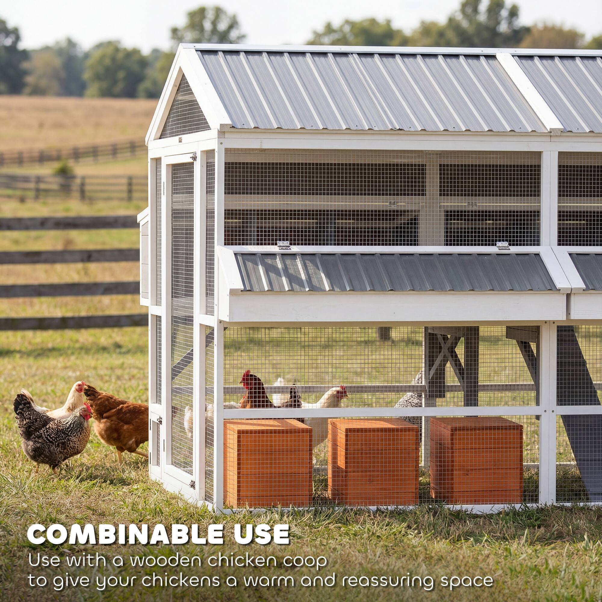 Pawhut Chicken Coop, Outdoor Hen House with 2 Feeders, 2 Nesting Boxes ...