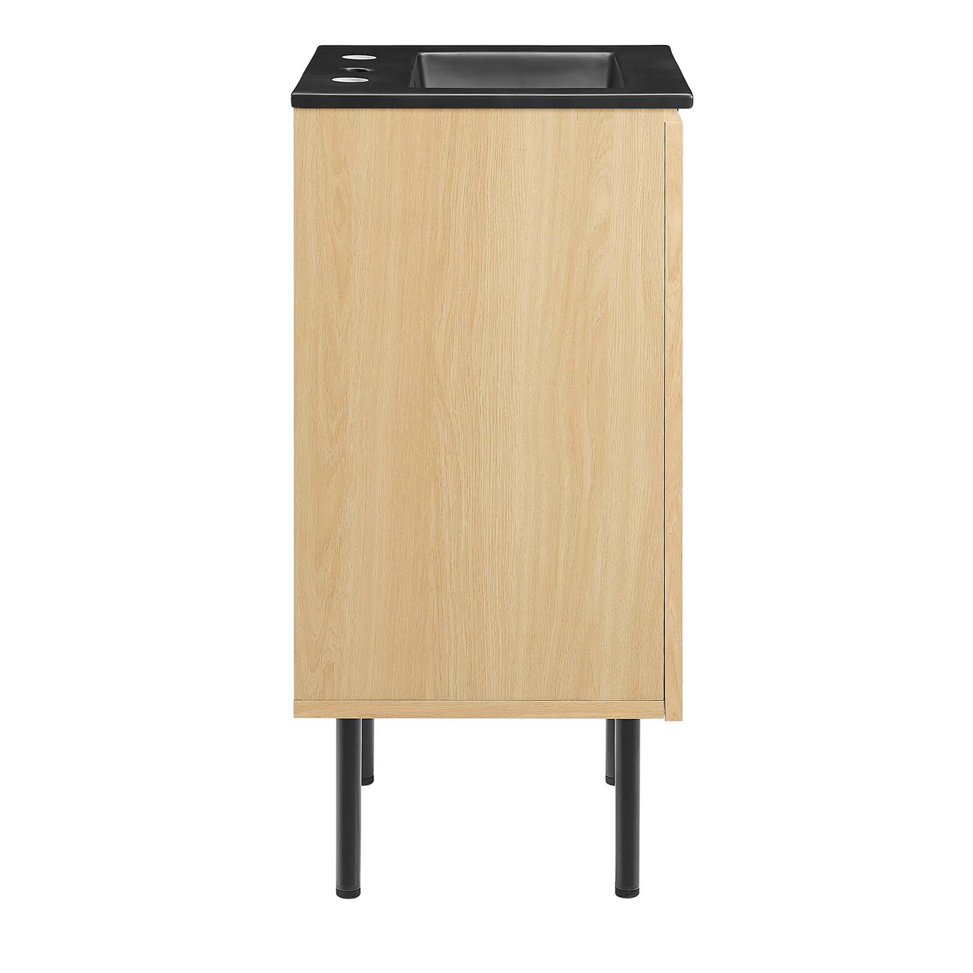 Alt View 4. Modway - Chaucer Bathroom Vanity with Black Basin Included by Modway - Oak Black.