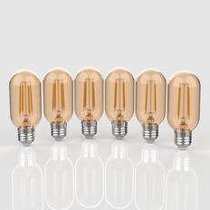 Front. Jonathan Y - Industrial Non-Dimmable T45-4W LED Edison Bulbs with E26 Base, Warm White 2700K, 350 Lumens, Tinted Amber (Pack of 6) - Amber.