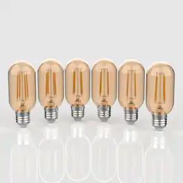 Jonathan Y - Industrial Non-Dimmable T45-4W LED Edison Bulbs with E26 Base, Warm White 2700K, 350 Lumens, Tinted (Pack of 6) - Amber