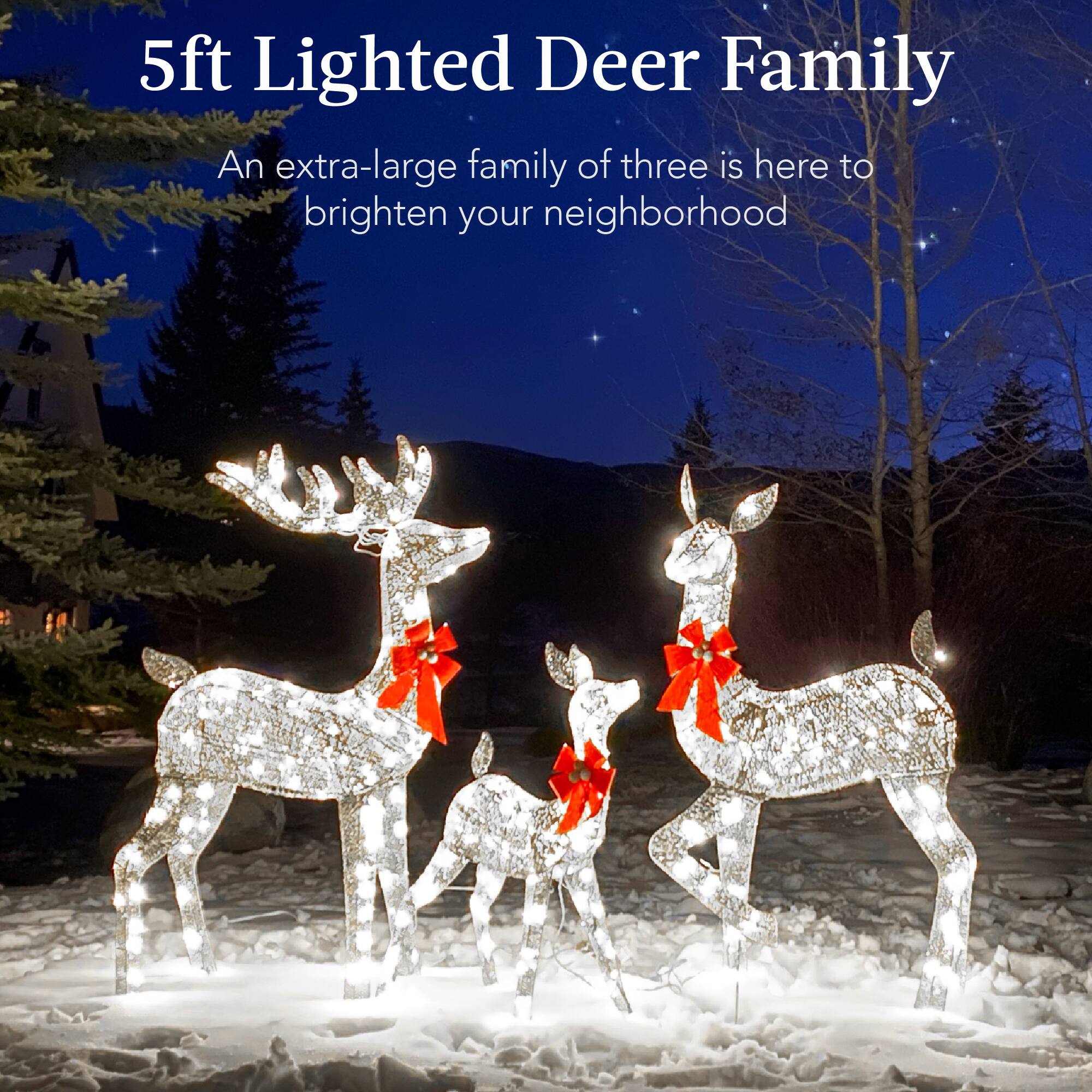 5ft Lighted Deer Family
An extra-large family of three is here to brighten your neighborhood