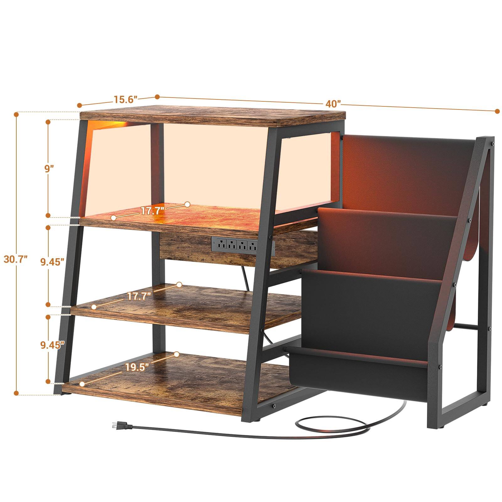 15.6" 40" 9" 17.7" 30.7" 9.45" 17.7" 9.45" 19.5"