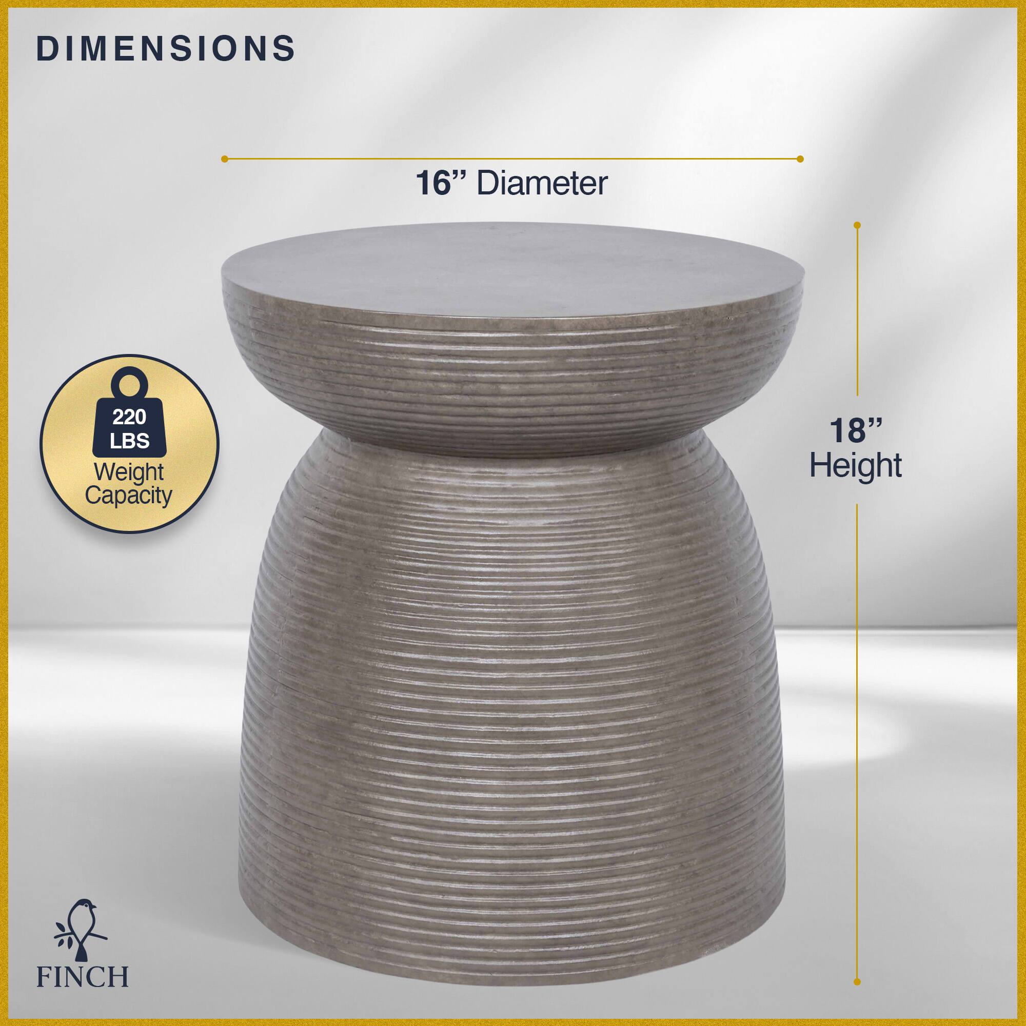 DIMENSIONS  
16" Diameter  
220 LBS Weight Capacity  
18" Height  
FINCH