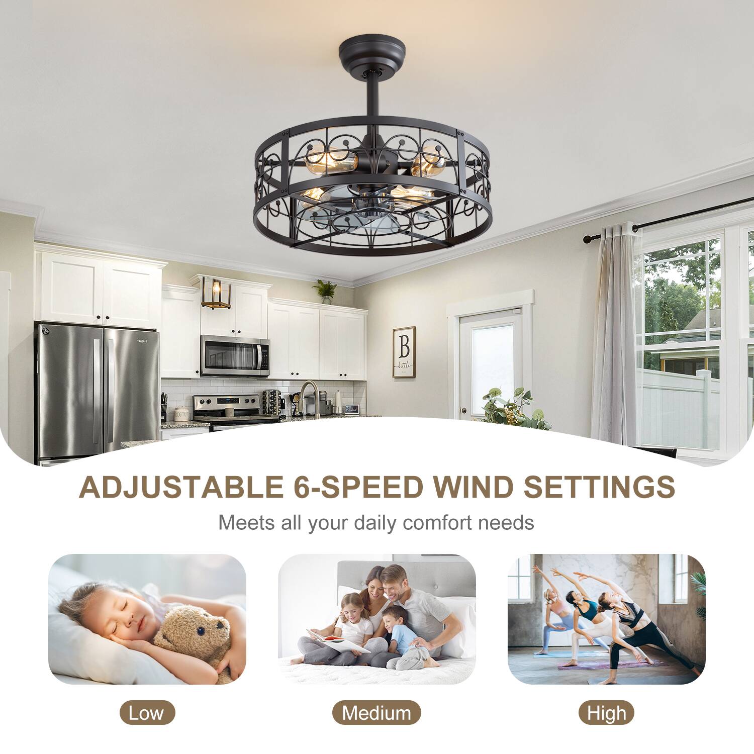 ADJUSTABLE 6-SPEED WIND SETTINGS
Meets all your daily comfort needs
Low
Medium
High