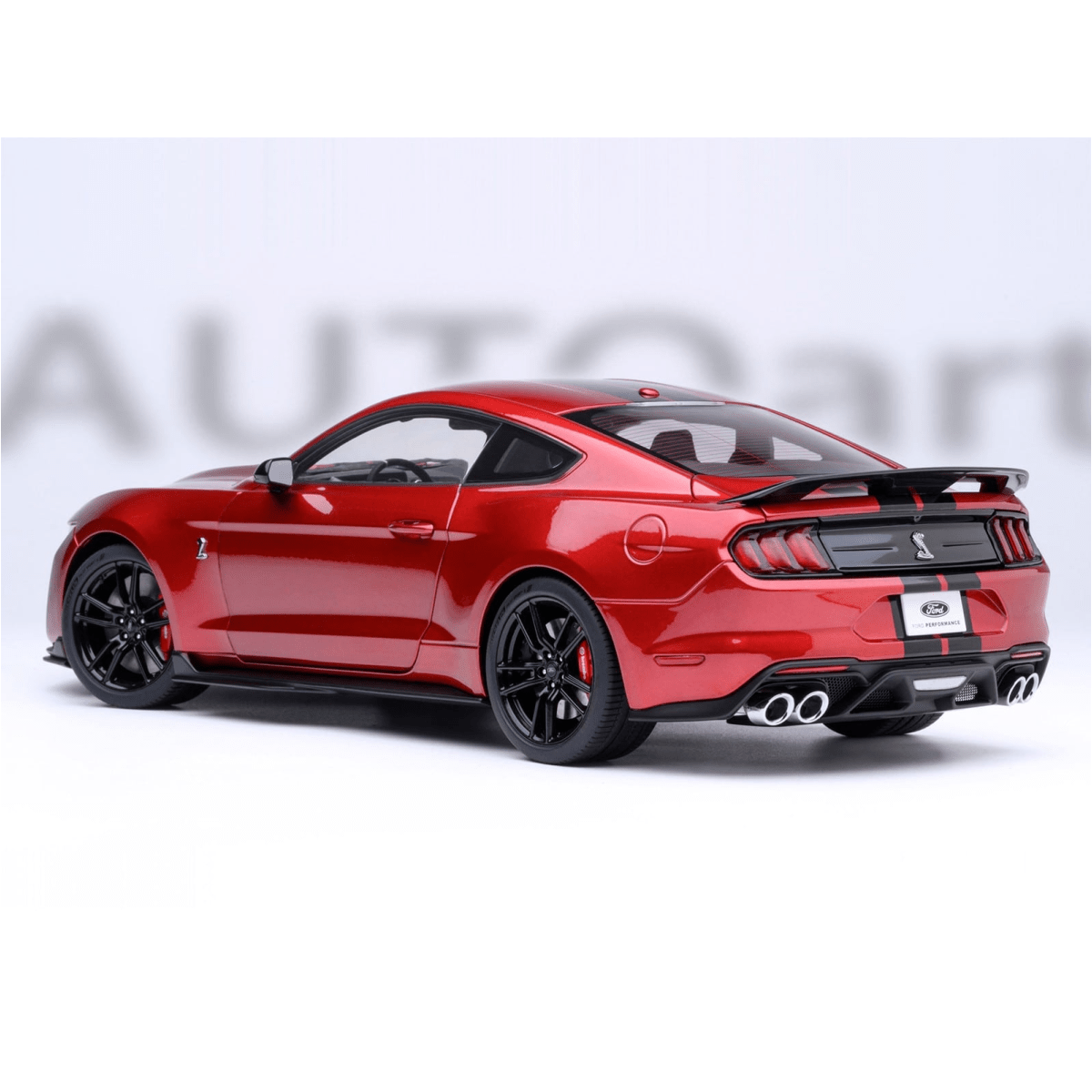 Alt View 9. Autoart - Ford Mustang Shelby GT500 Rapid Red Metallic with Black Stripes 1/18 Model Car by Autoart.