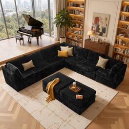 Ovios - 9 PCS Modular Sectional Sofa Oversized L Shaped Sectional Couch with Ottoman for Living Room - Black