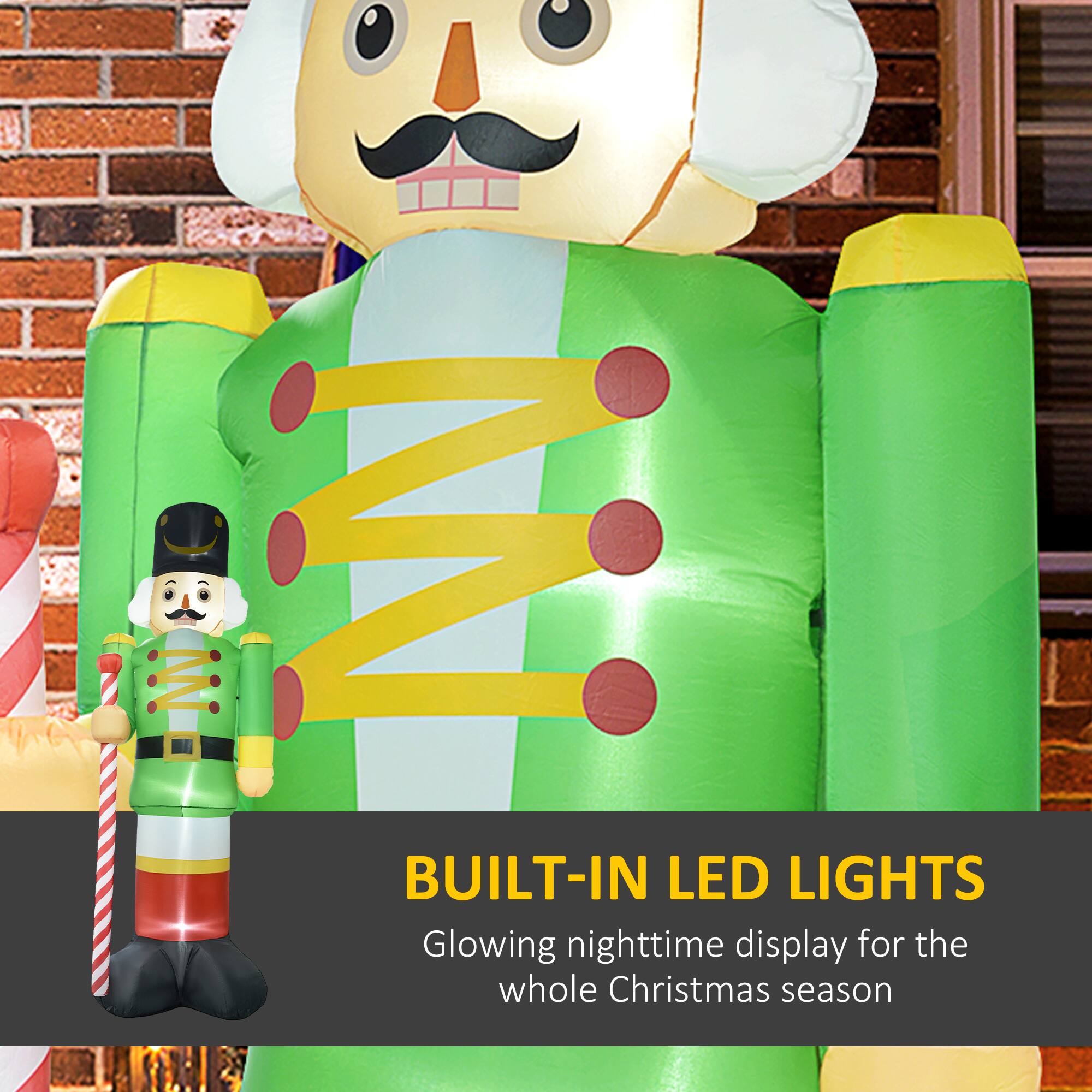 BUILT-IN LED LIGHTS: Glowing nighttime display for the whole Christmas season.