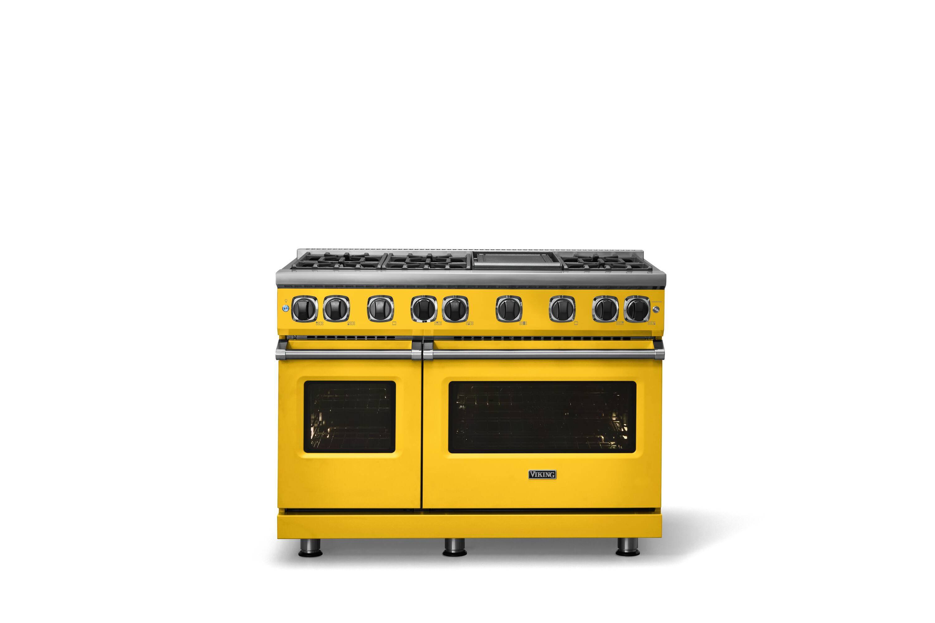 Alt View 1. Viking - 48"W. 7.3 Cu. Ft. Freestanding Sealed 6 Burner LP Gas Range/Griddle  - Daffodil - Daffodil.