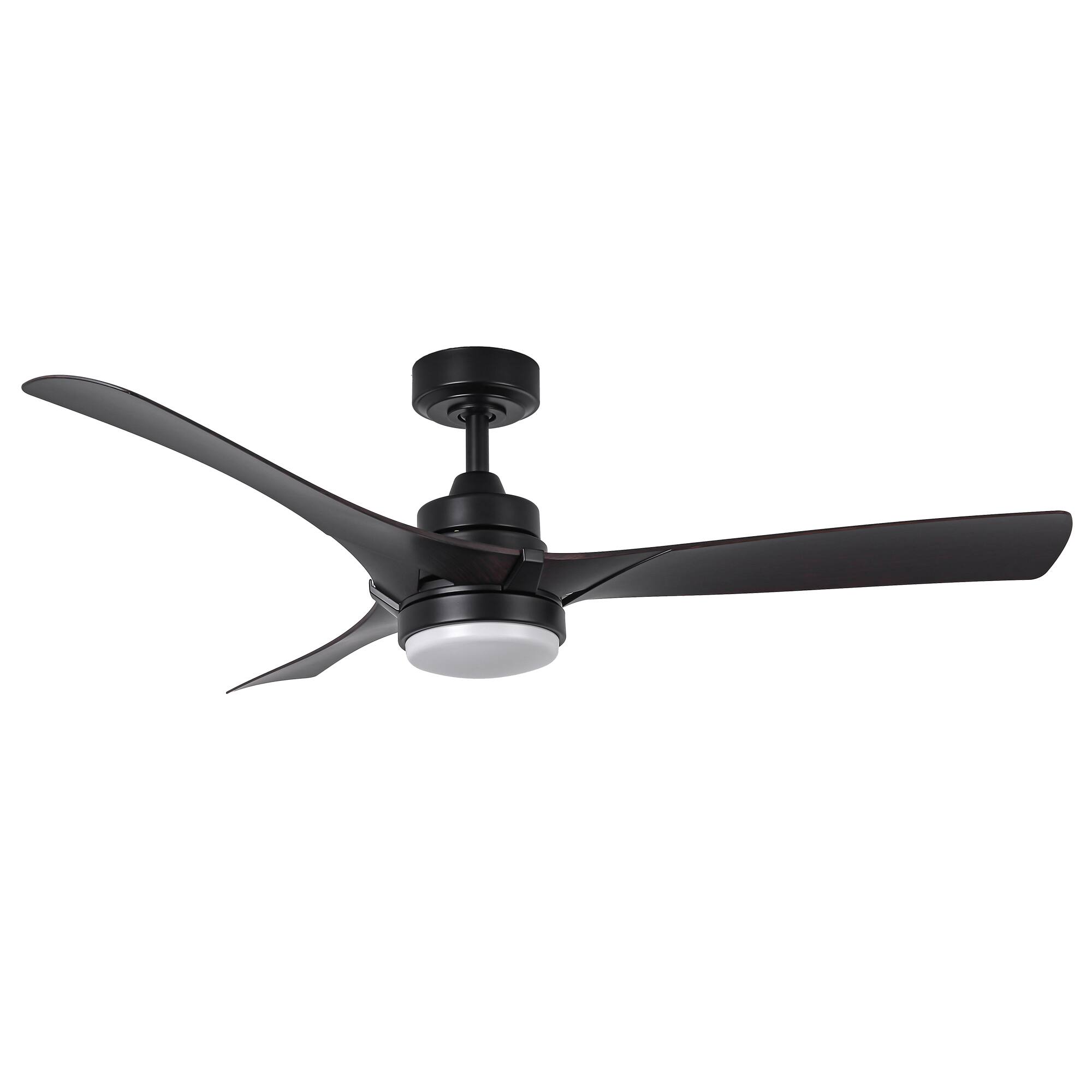 Alt View 1. Parrot Uncle - 52" Modern Black Dimming LED Ceiling Fan with Light and Remote - Black.