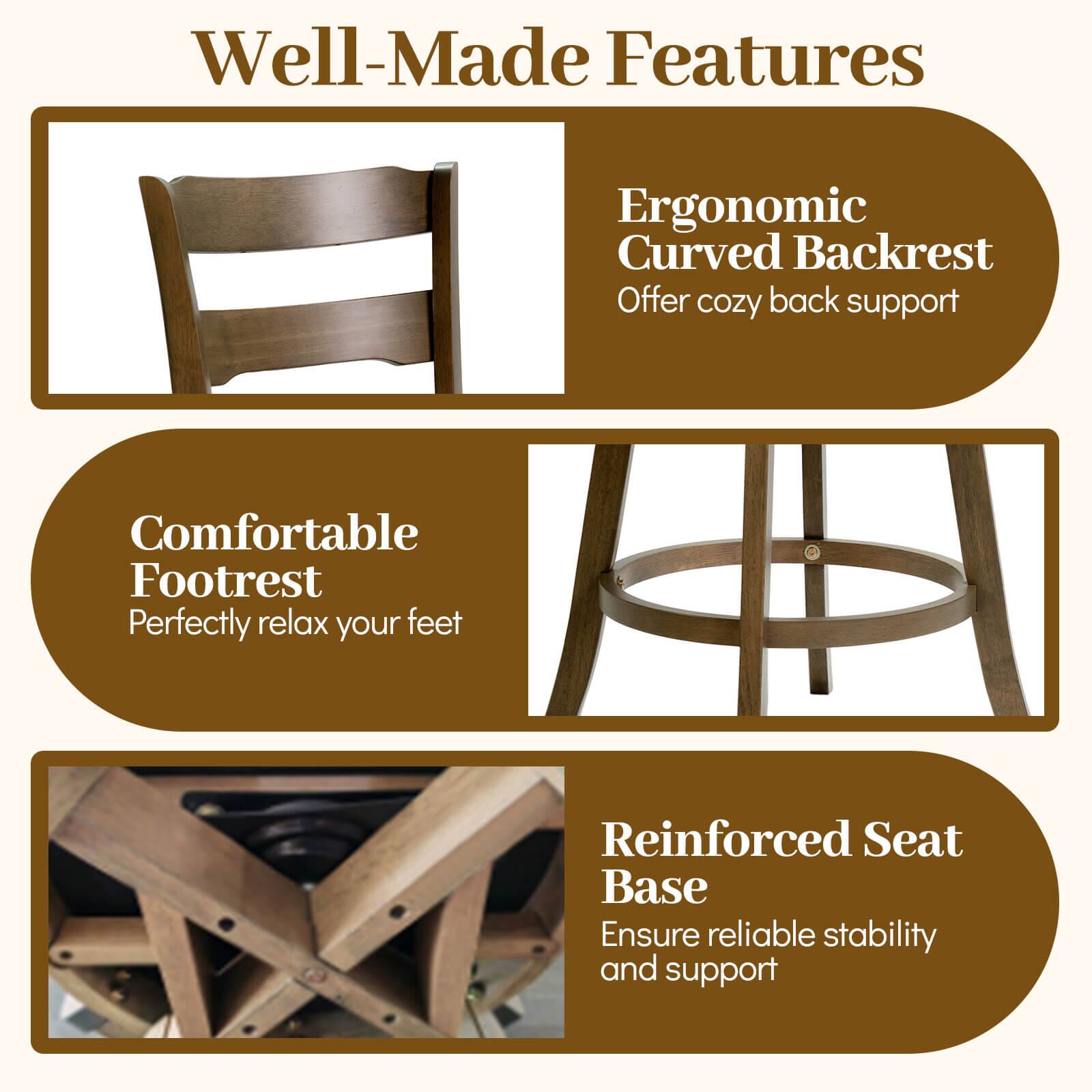 Well-Made Features

- Ergonomic Curved Backrest
  - Offer cozy back support

- Comfortable Footrest
  - Perfectly relax your feet

- Reinforced Seat Base
  - Ensure reliable stability and support