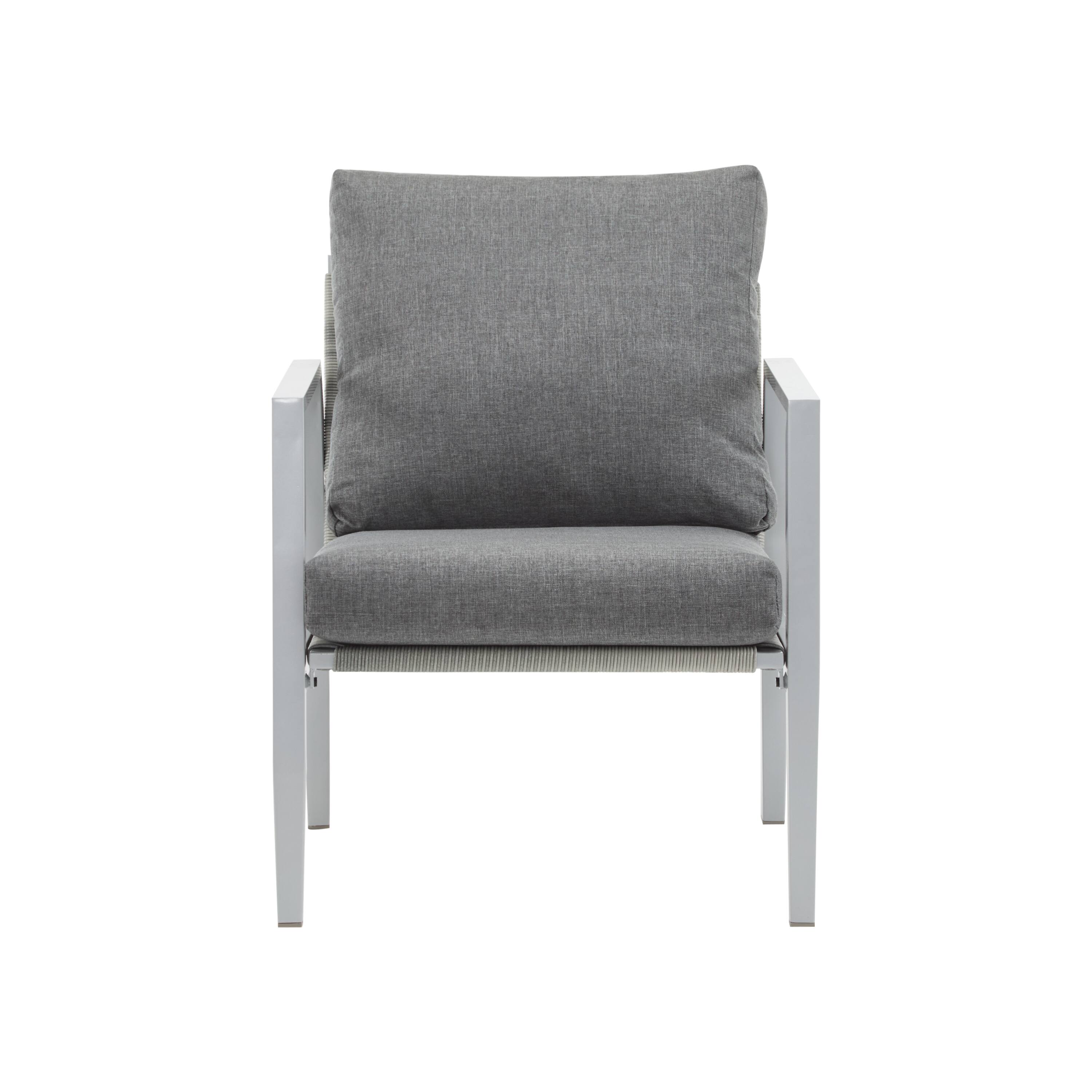 Alt View 4. SlickBlue - Modern Rope Accent Lounge Chair – Aluminum Frame with Plush Cushions for Patio - Silver, Grey.