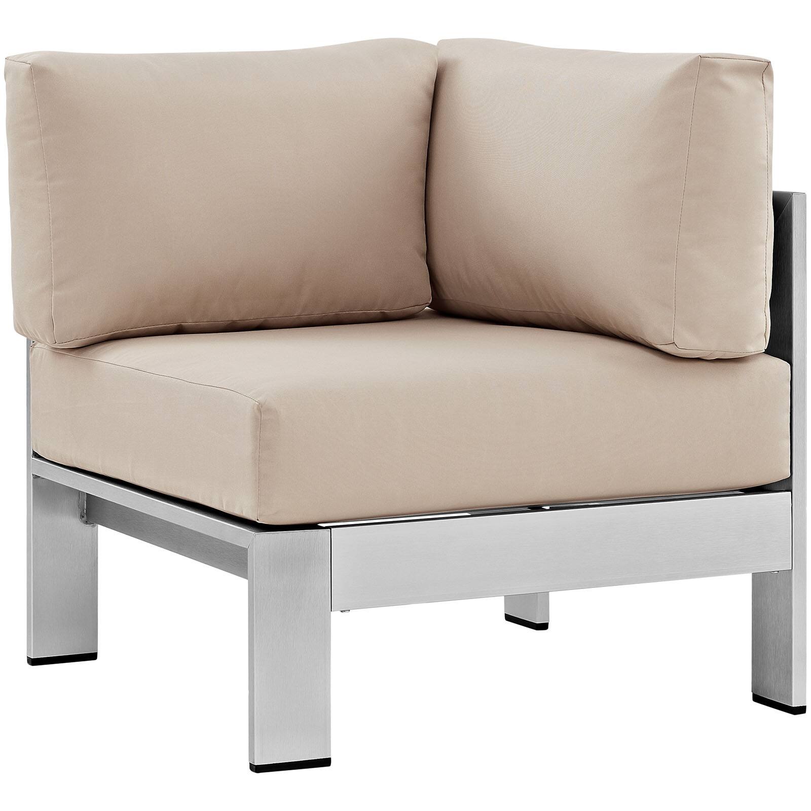 Angle. Modway - Shore Outdoor Patio Aluminum Corner Sofa by Modway - Silver Beige.