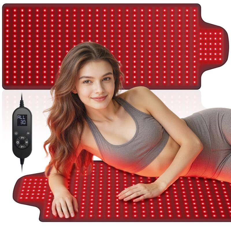 Front. Vortro - 420 LEDs Red Light Therapy Mat 660nm 850nm 75W Large Infrared Pad Adjustable Timer Pulse Mode Full Body Pain Relief Care.