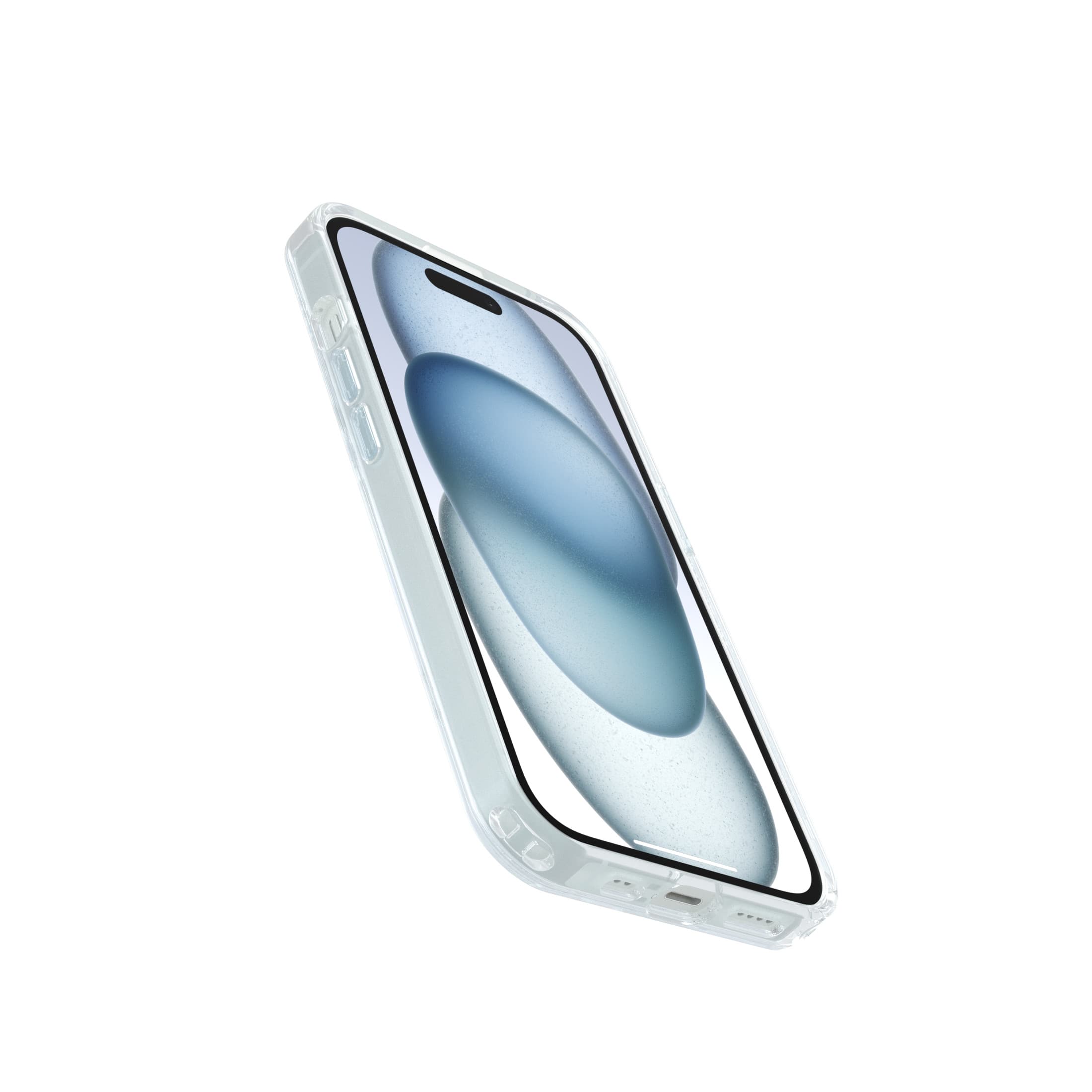 Left. OtterBox - Symmetry Series Soft Shell for MagSafe for iPhone 15, iPhone 13, iPhone 14 - Clear.