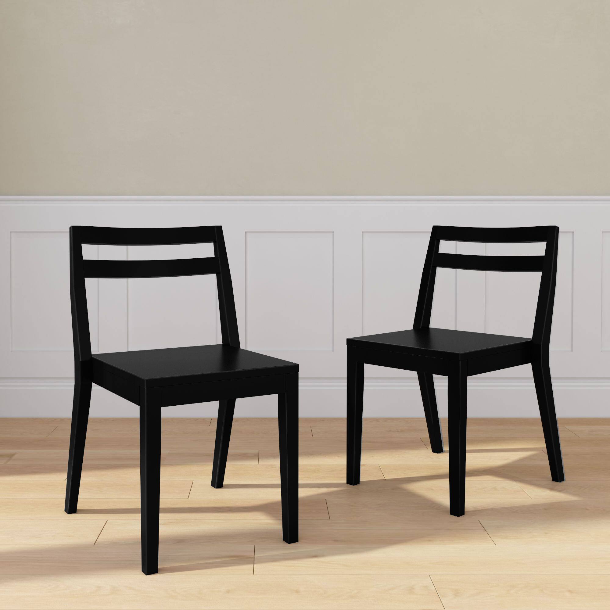 Front. Grain & Grove - Davie Dining Chair (2 Pack), Black - Black.
