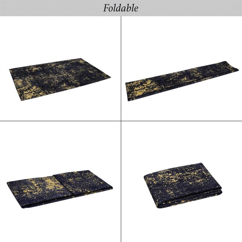 Alt View 5. HTUTWOO - Washable Rug 8x10 - Chenille Low Pile, Machine Washable, Non-Slip TPR Backing, Stain Resistant, Living Room Bedroom - Black Gold.