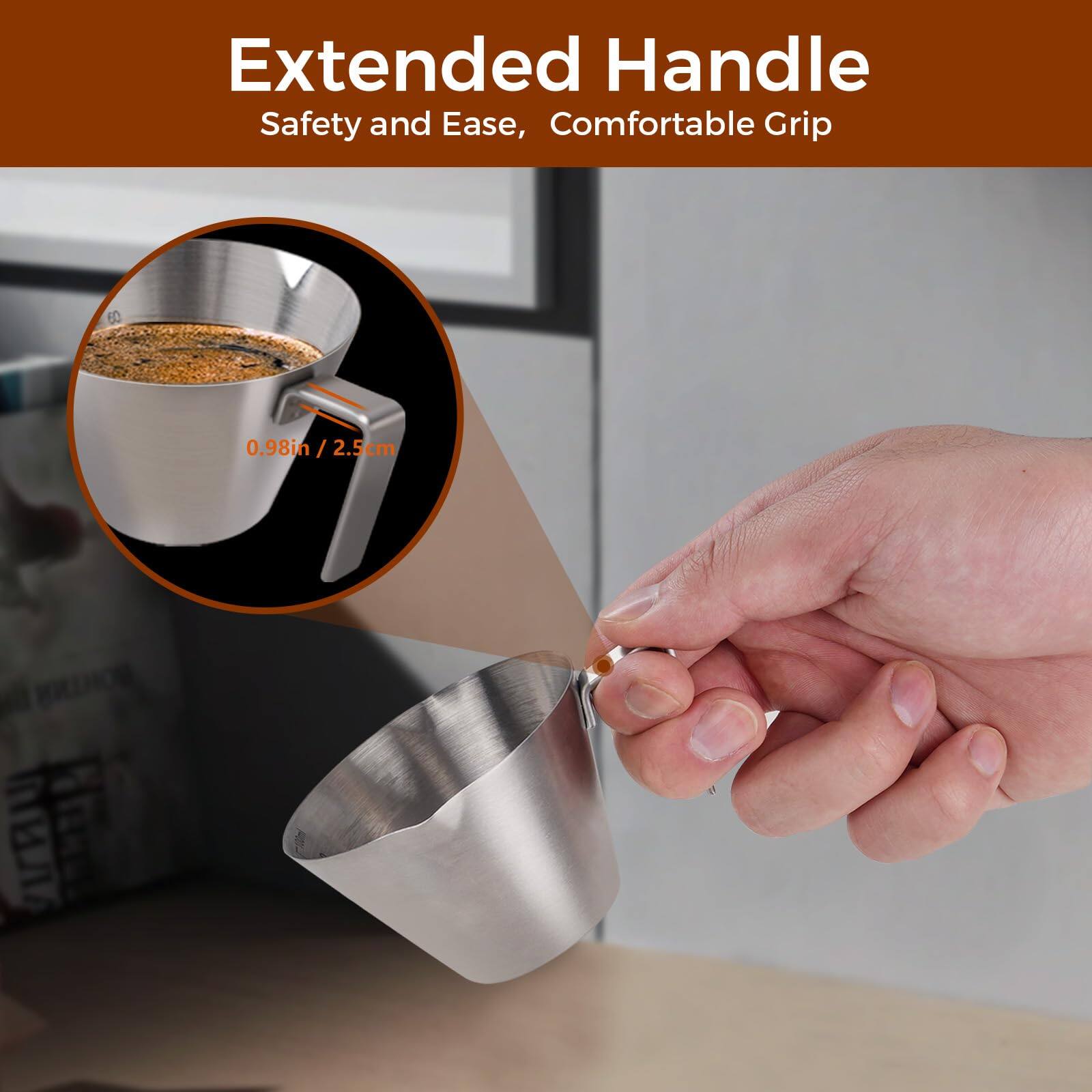 Dapper Styles 2 Stainless Steel Espresso Cups With Handle Double Spout ...