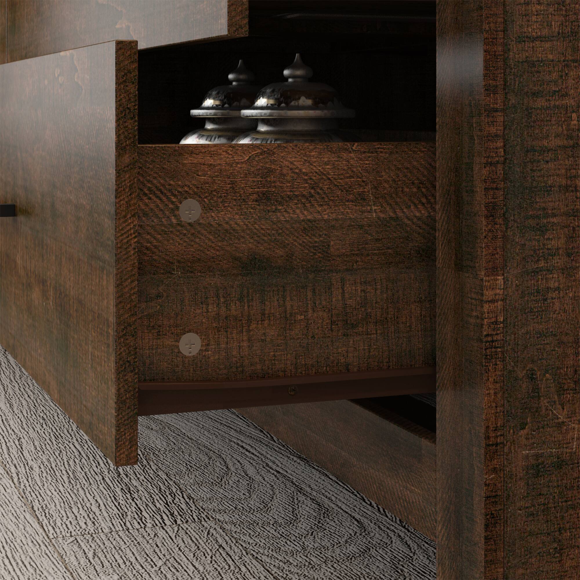 Alt View 7. FUFU & GAGA - FUFU&GAGA Rustic Wood 6 - Drawer Horizontal Dresser with Anti - Tip Design – Ideal for Bedroom - Brown.