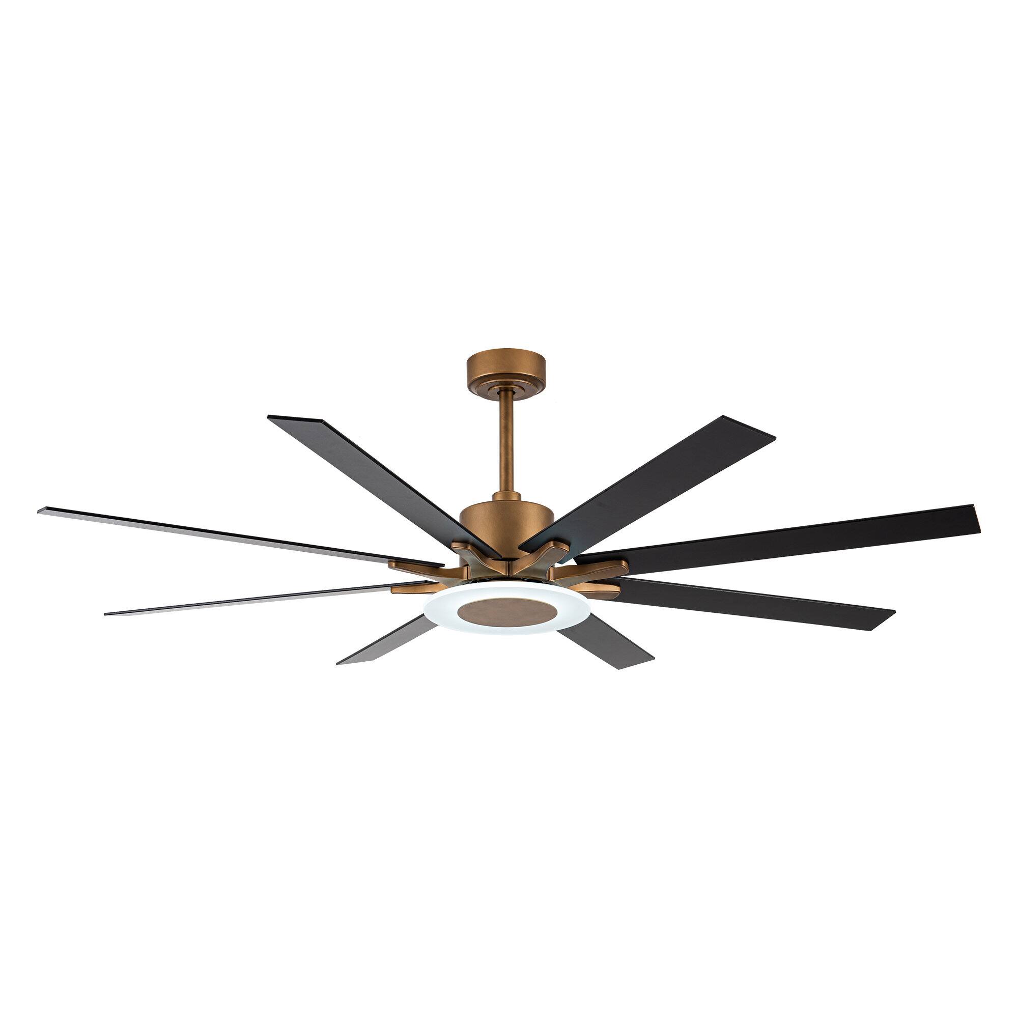 Alt View 4. Parrot Uncle - 65" Indoor Ceiling Fan with Remote and Reversible DC Motor - Antique Gold.