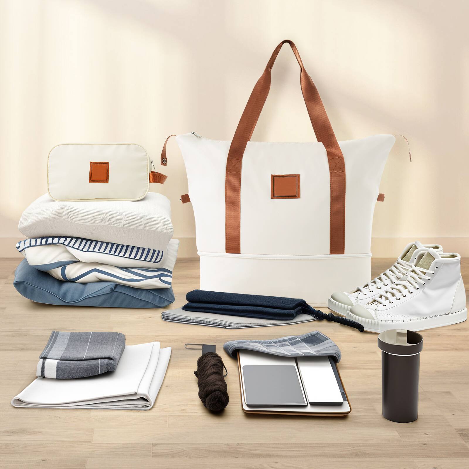 Alt View 1. Ecooso - 3-Piece Hardshell Luggage Set Carry-On Suitcase with Double Spinner Wheels TSA Lock for Men & Women 20-Inch - White.