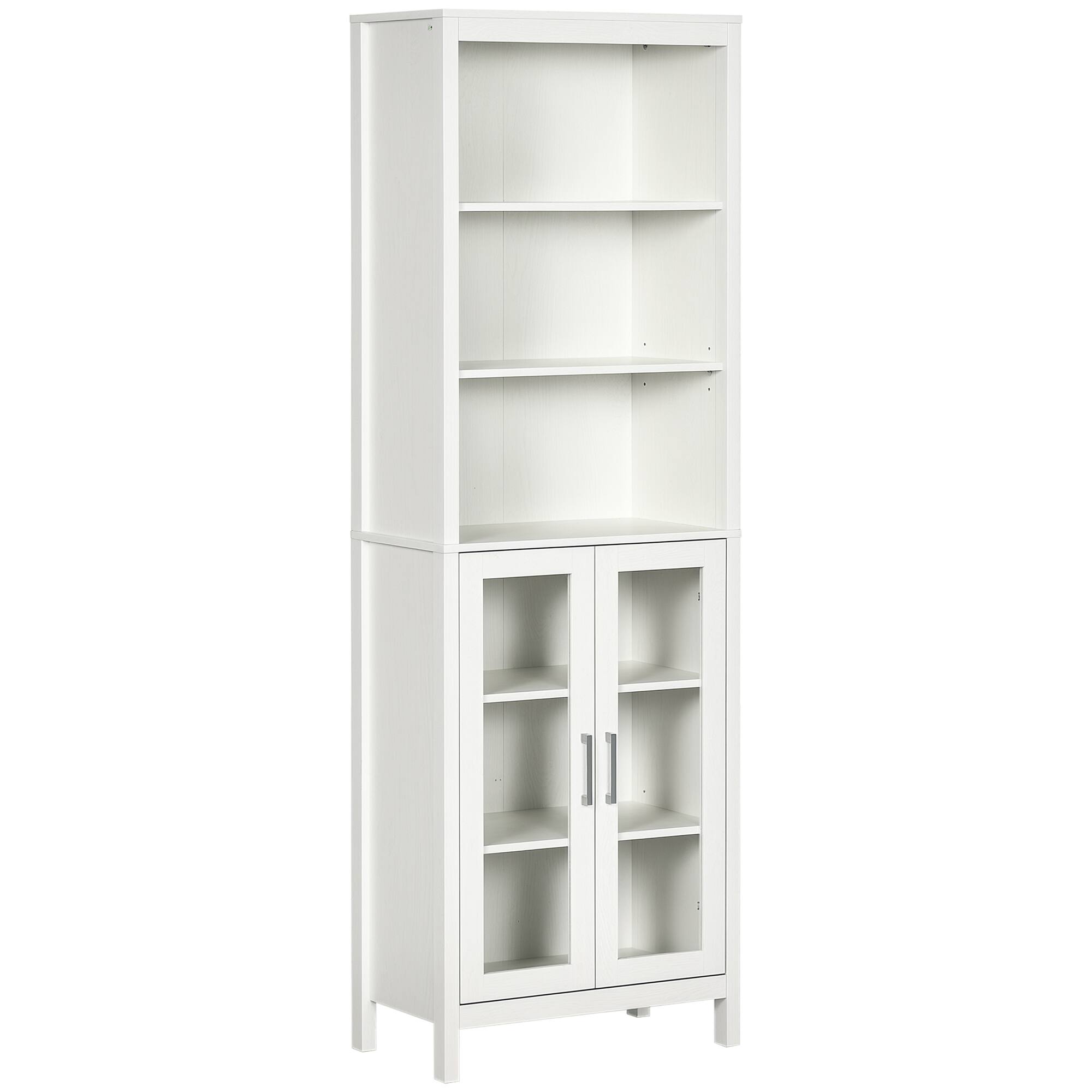 Homcom - Kitchen Hutch, 70" Pantry Cabinet with Glass Framed Door, Storage Cabinet with Adjustable Shelves and Microwave Space - White