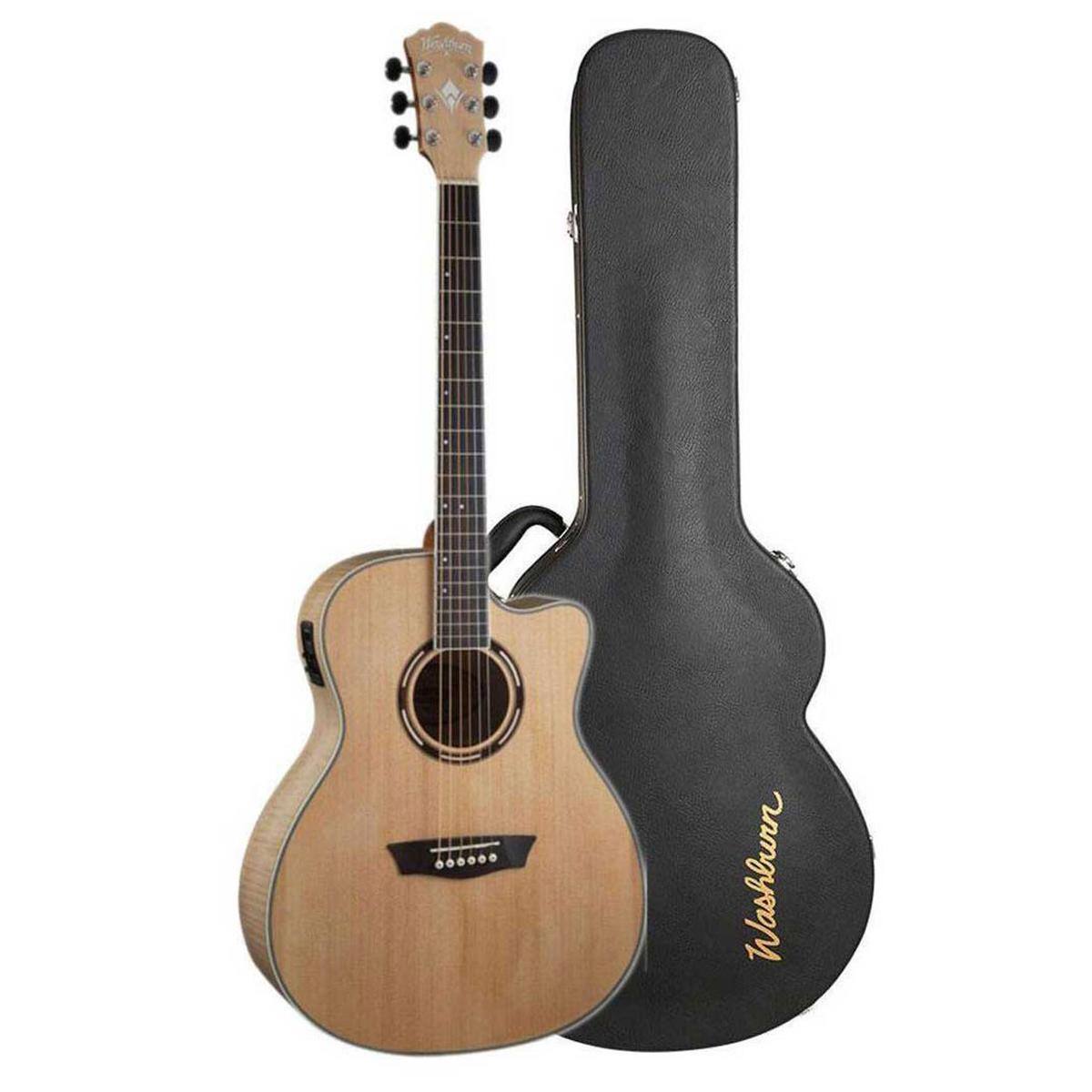 Alt View 2. Washburn - Washburn Apprentice 5 Series AG40CEK Grand Auditorium AE Guitar, Natural.