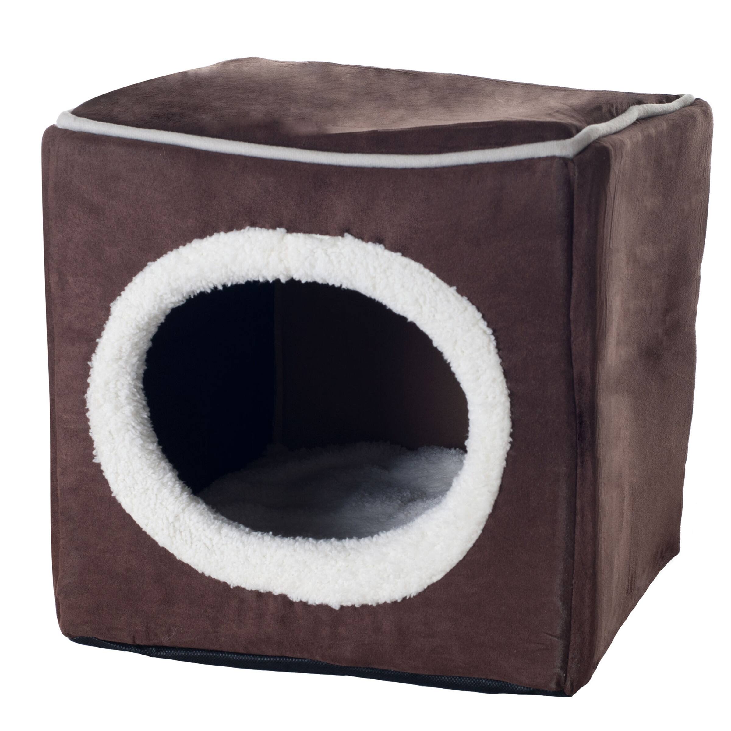 Alt View 4. PetMaker - Cat House Indoor Bed with Removable Foam Cushion Cat Cave for Puppies, Rabbits, Guinea Pigs, and Other Small Animals - Dark Brown.