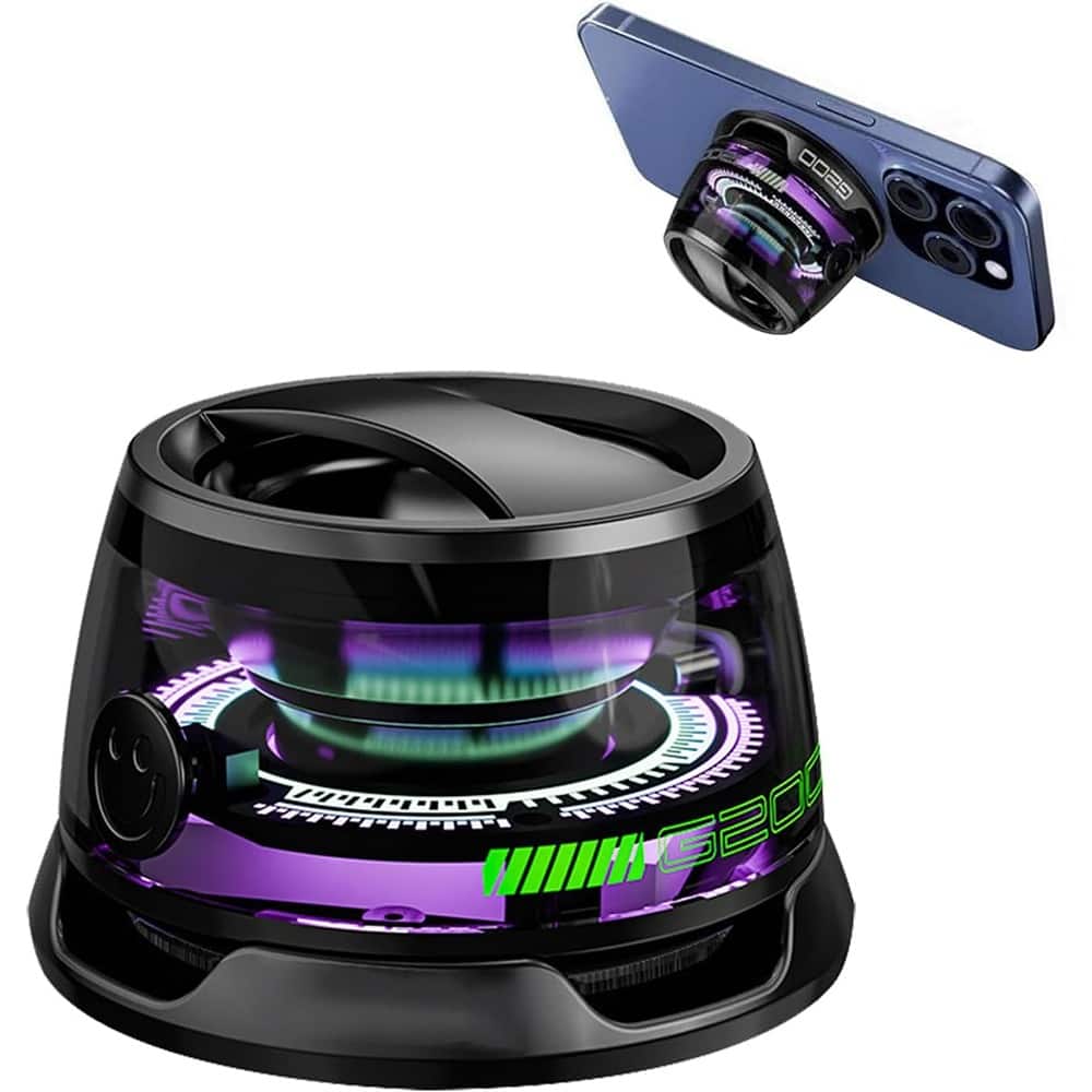 ACJPR - Magnetic Bluetooth Speaker G200, Mini Portable with RGB Lights, Phone Holder, 7H Playtime
