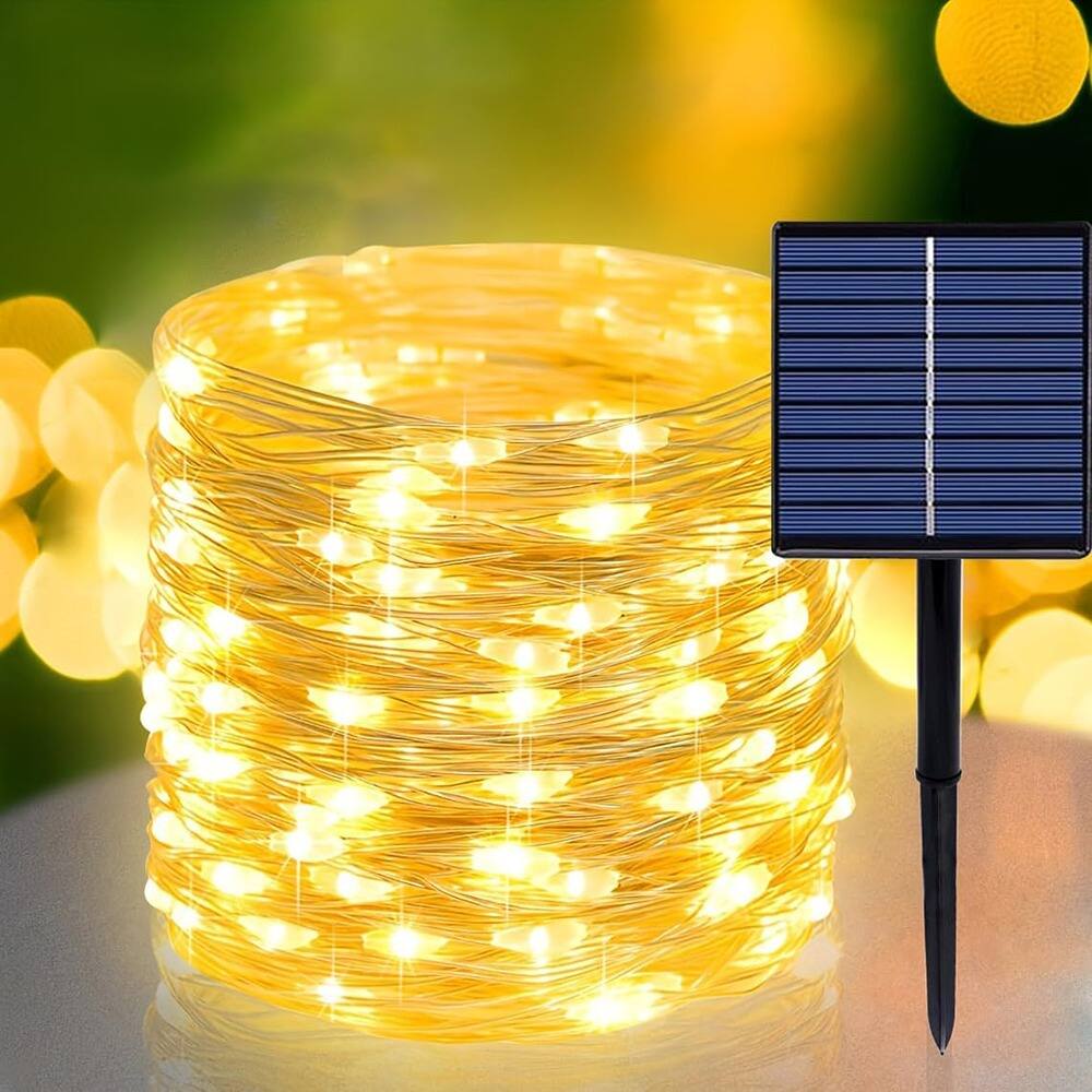 Front. RTMB - 100-foot, 300-LED Solar Christmas Fairy Lights with Eight Waterproof Modes - Warm White 100FT 300LED.