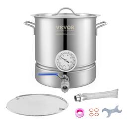 VEVOR - Stainless Steel Kettle, 5 GALLON Brewing Pot, Tri Ply Bottom for Beer, Brew Kettle Pot - Silver