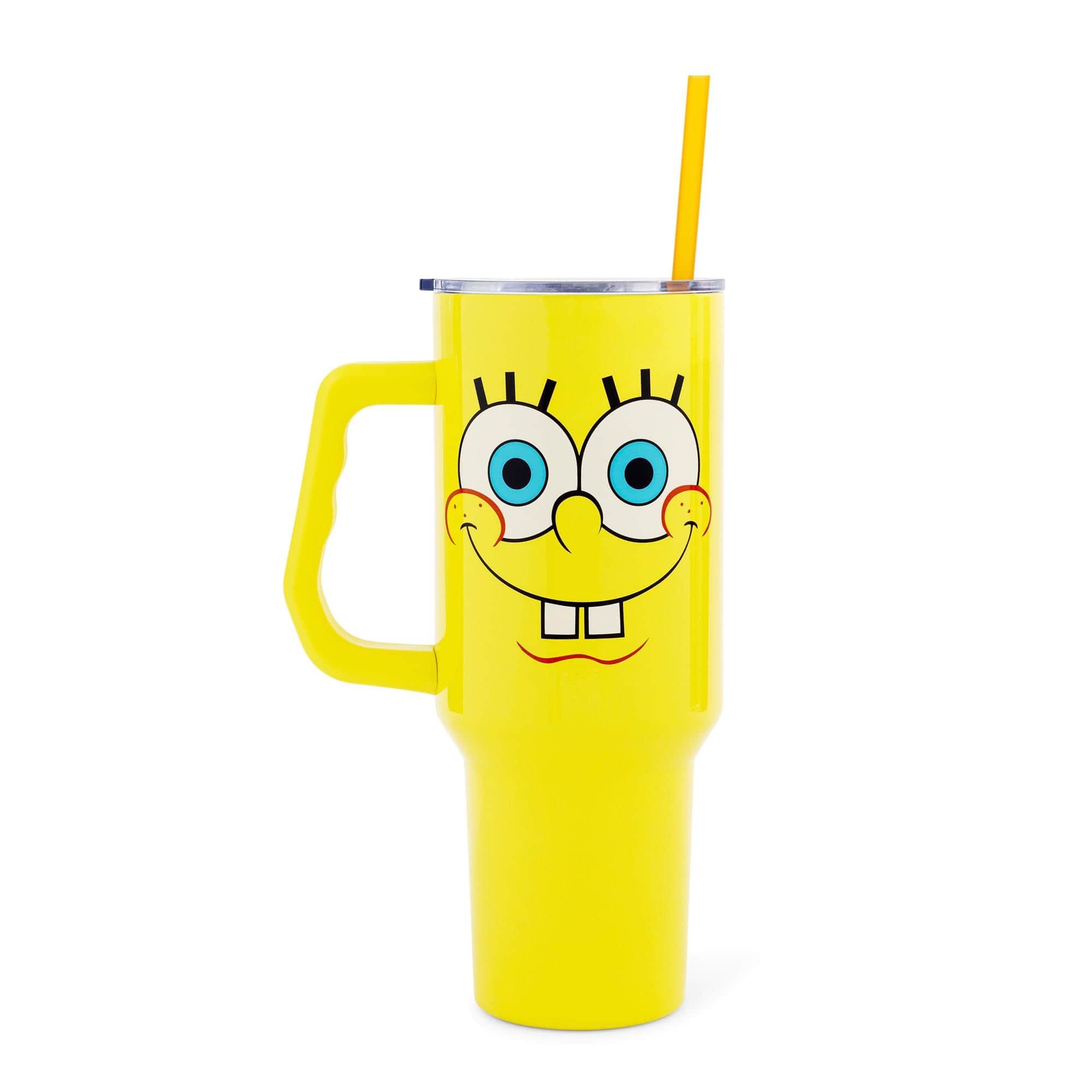 Silver Buffalo - Nickelodeon SpongeBob SquarePants Face Stainless Steel Tumbler With Handle - Yellow