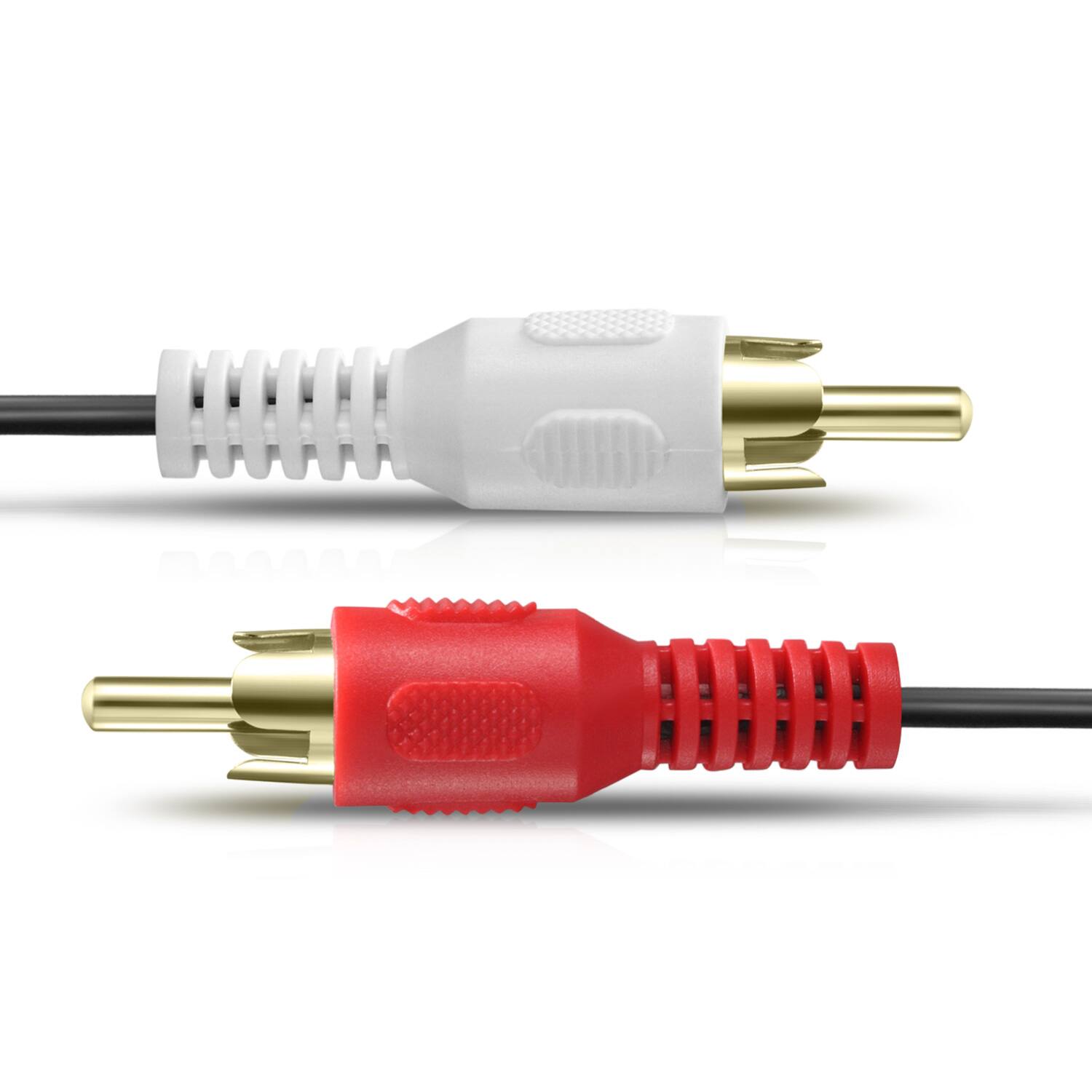 Left. Fosmon - Gold-Plated Dual RCA Audio Cable - 6FT, Male to Male, 2RCA to 2 RCA Cable - Multicolored.