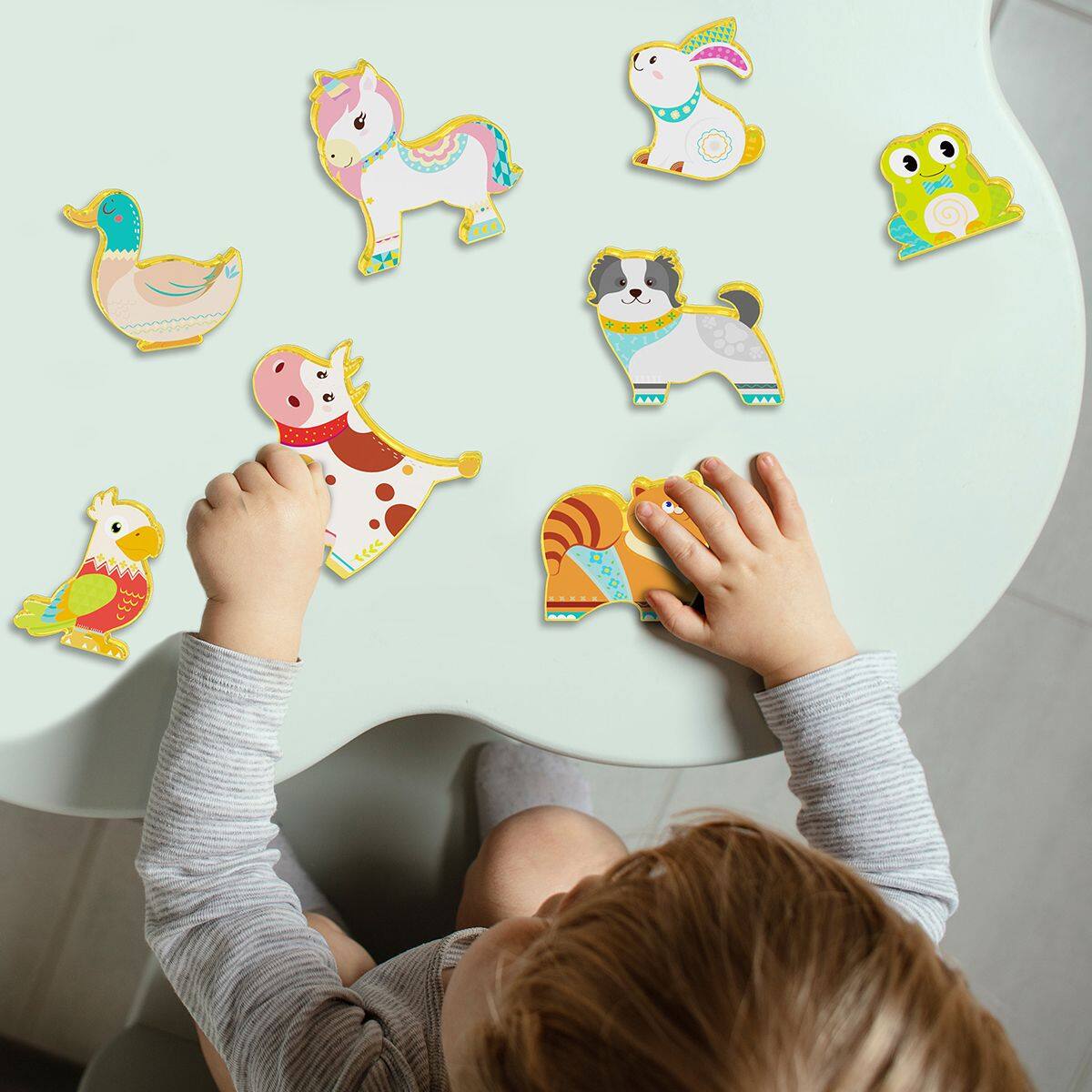 Alt View 7. PicassoTiles - PICASSO-TILES Magnetic Tiles for Kids, Farm Animal Theme Construction STEM Building Blocks Educational Toy, 8PCS - Multicolor.