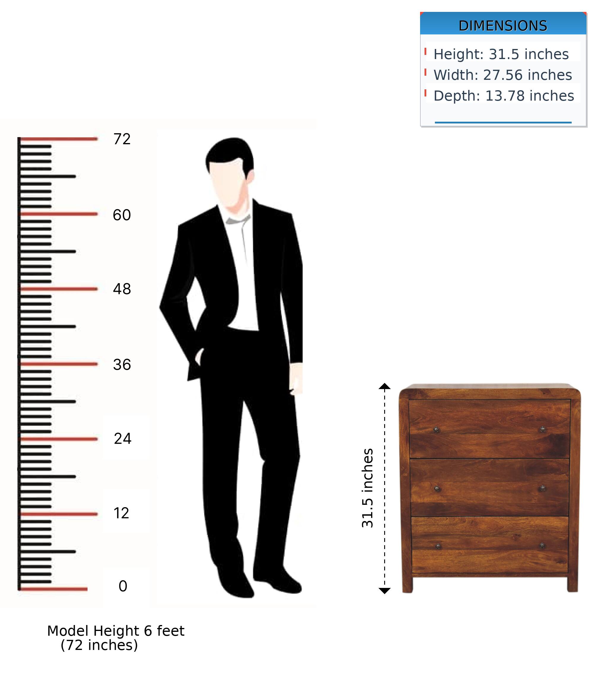 DIMENSIONS  
Height: 31.5 inches  
Width: 27.56 inches  
Depth: 13.78 inches  

72  
60  
48  
36  
24  
12  
0  

Model Height 6 feet (72 inches)