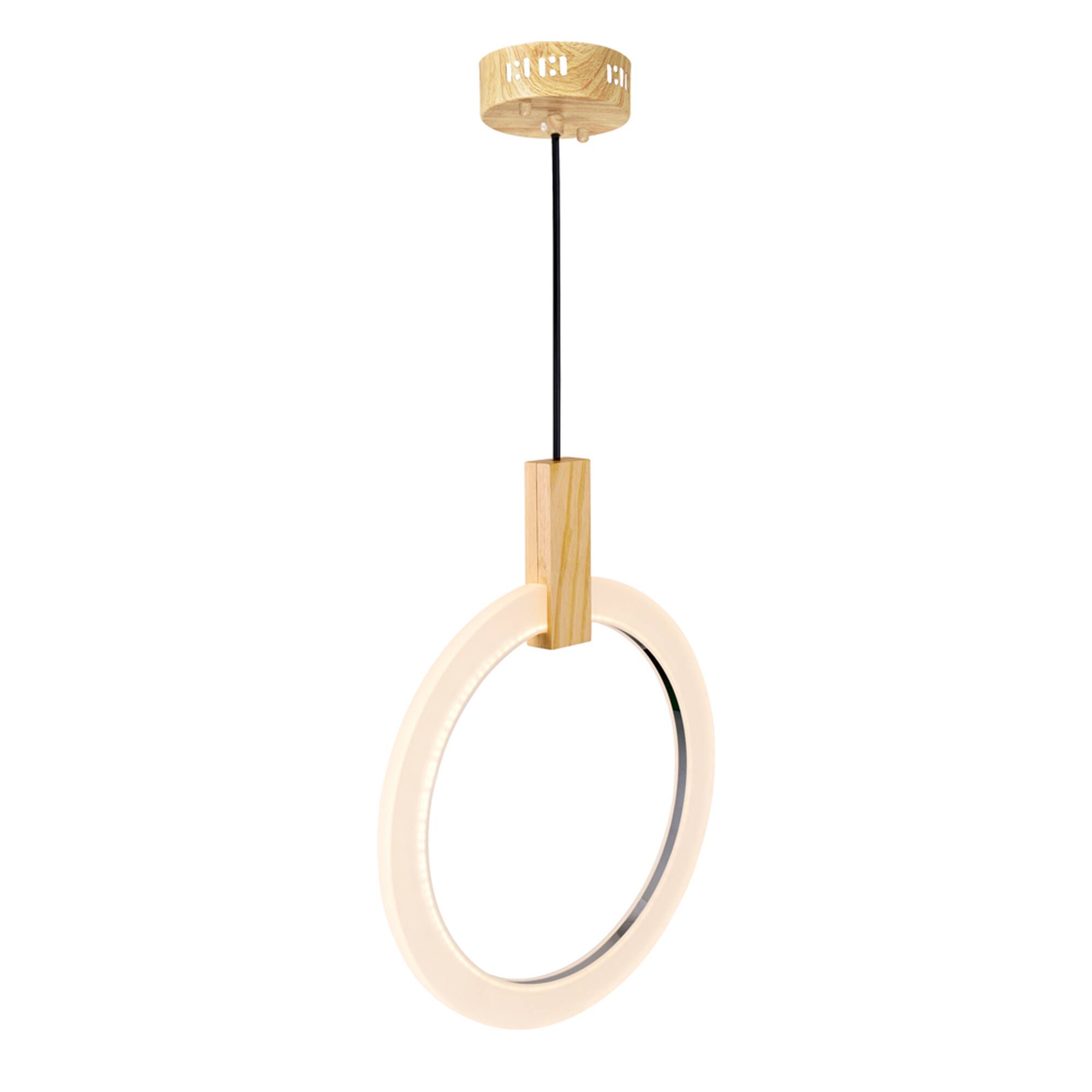 Angle. CWI Lighting - Anello LED Pendant With White Oak Finish - White Oak.