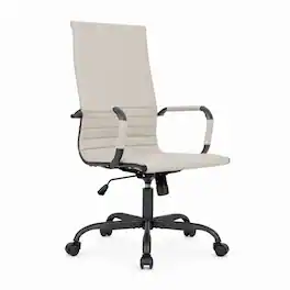LeisureMod - Harris Ergonomic High Back Leather Office Chair, Adjustable Height, Swivel & Tilt, Black Iron Frame Desk Chair, Home - Tan