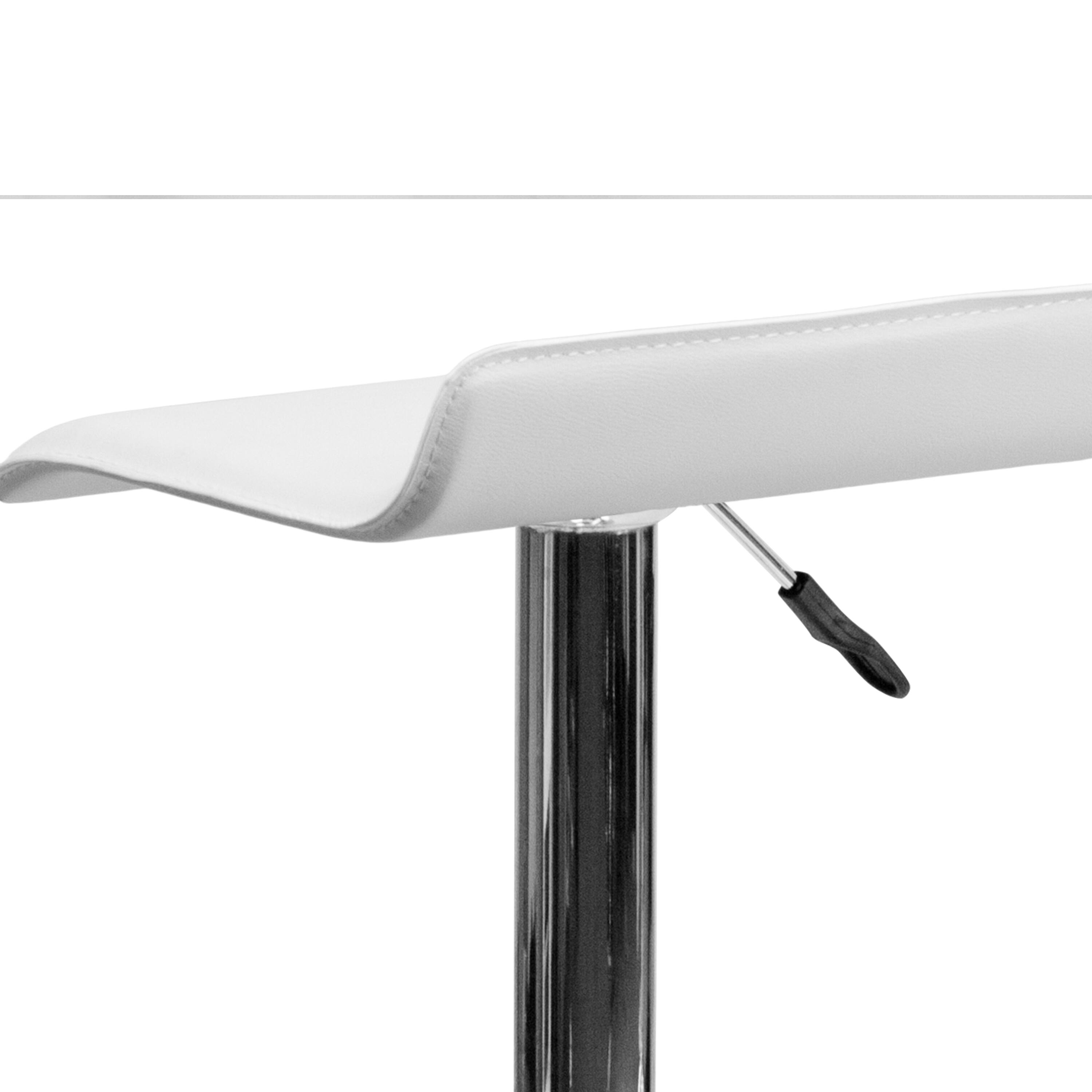 Alt View 8. Emma + Oliver - Solid Wave Seat Vinyl Adjustable Height Barstool with Chrome Base - White.