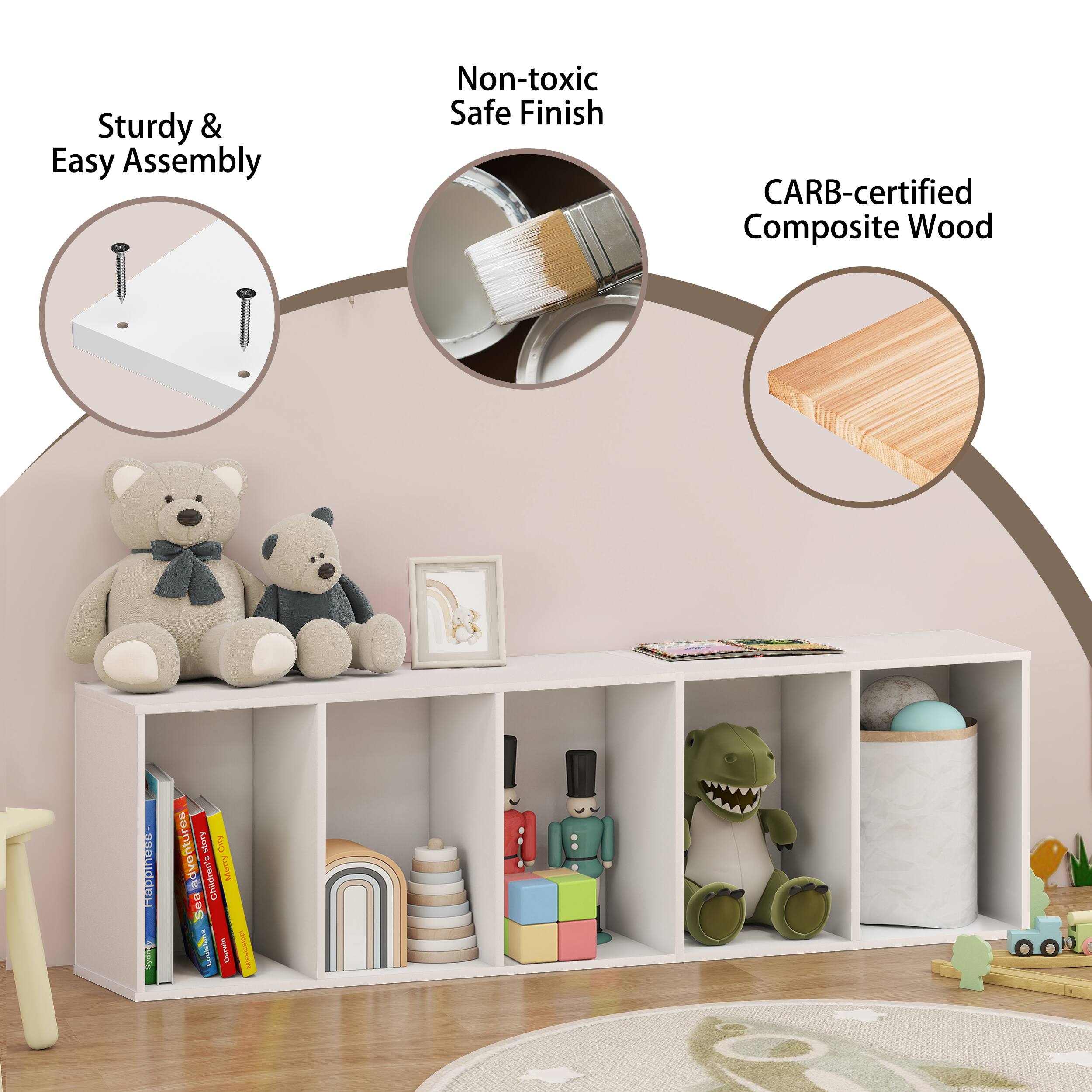 Sturdy & Easy Assembly  
Non-toxic Safe Finish  
CARB-certified Composite Wood