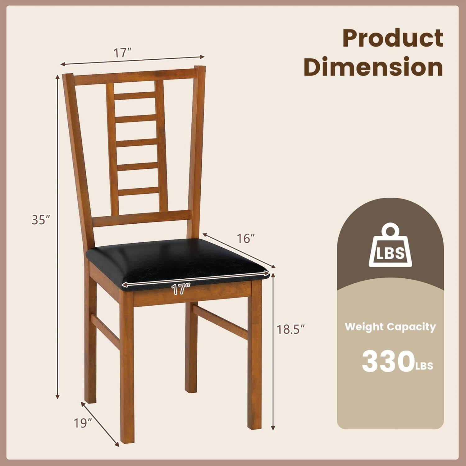 Product Dimension  
17" x 35" x 16" x 18.5" x 19"  

Weight Capacity  
330 LBS
