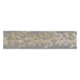 BreeBe - Embroidered Damask Wired Ribbon 4" x 5 Yds - Gray, Gold