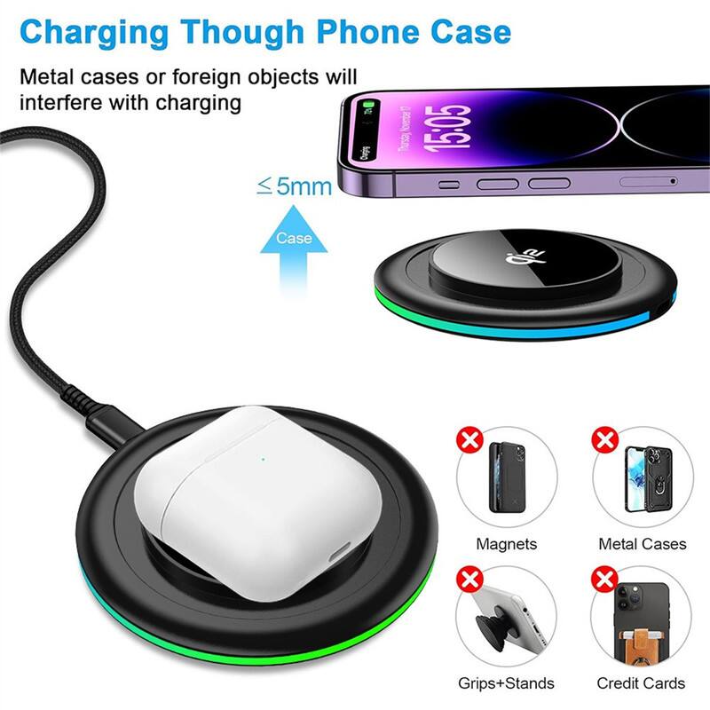 Charging Through Phone Case

Metal cases or foreign objects will interfere with charging

≤ 5mm

Case

Magnets

Metal Cases

Grips+Stands

Credit Cards